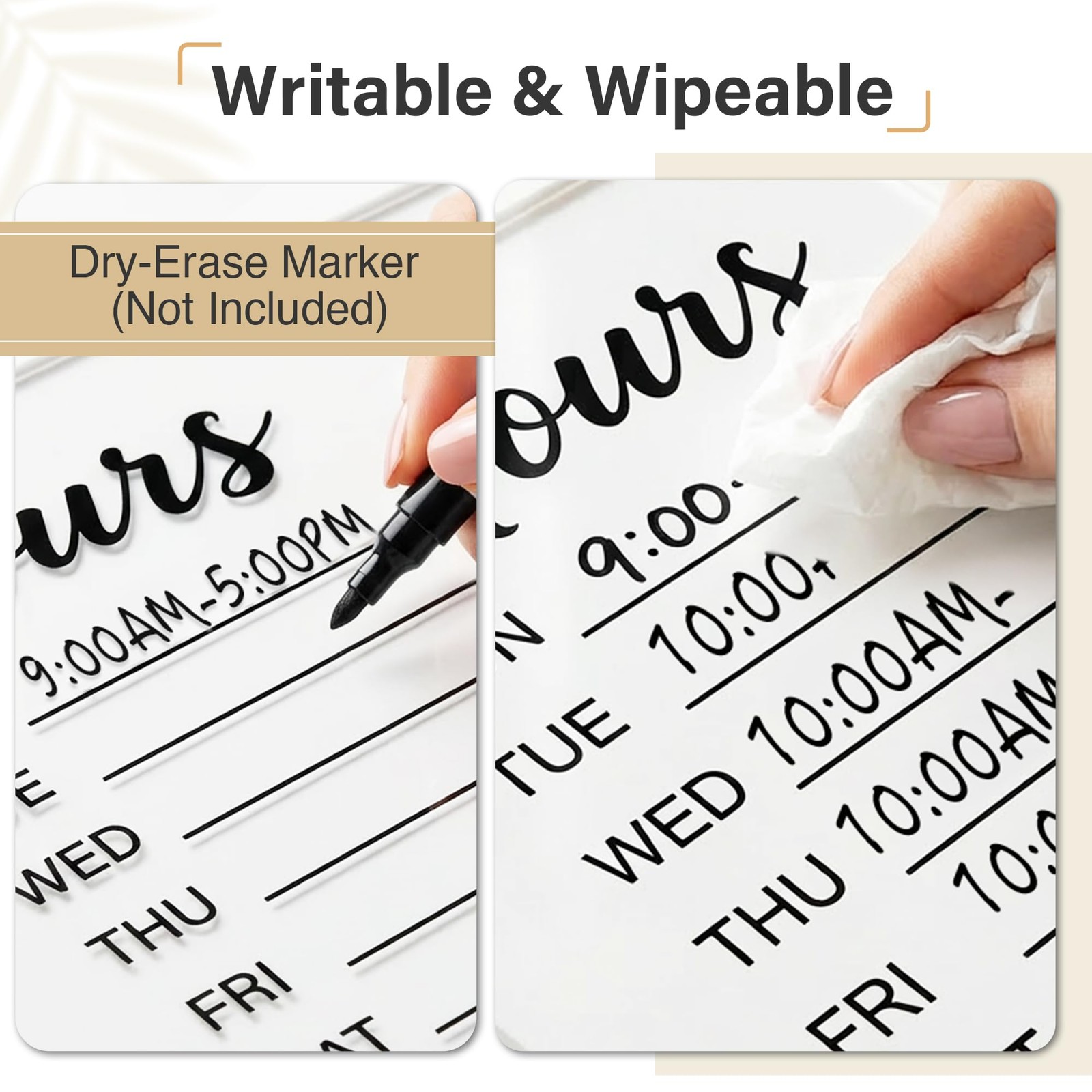 EliteSign Business Hours Sign Customizable, Dry Erase Store Hours Sign with R…