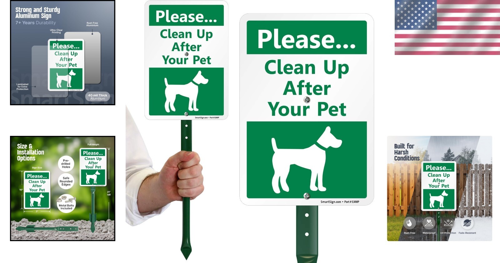 Weather-Proof 10 x 7 Inch Dog Poop Reminder Sign with 18-Inch Stake Included