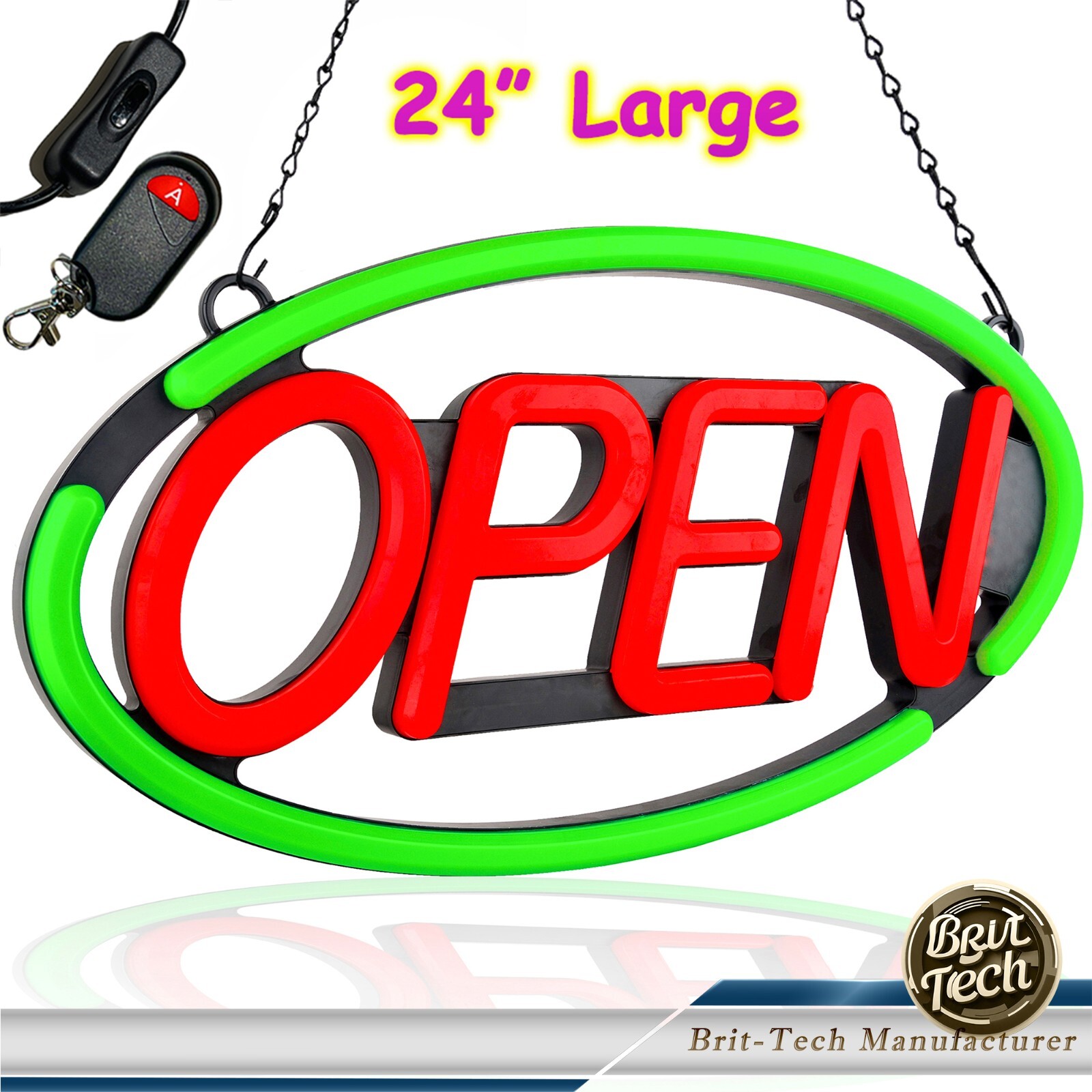 Large LED Open Sign 24″ Neon Bright Light for Business Restaurant Bar Store Shop