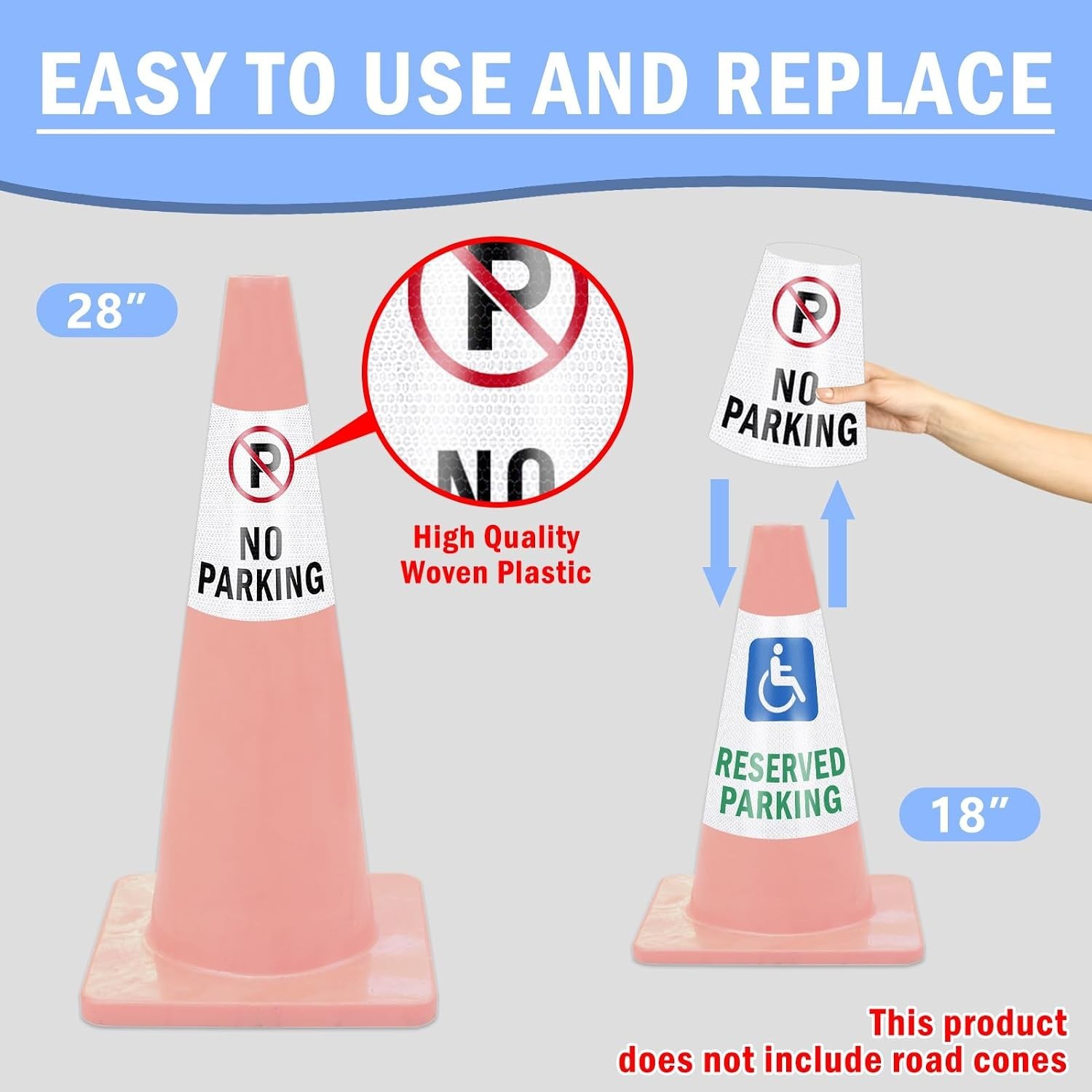 High Visibility Reflective Cone Sleeves 2 Pack – Essential for Traffic Safety