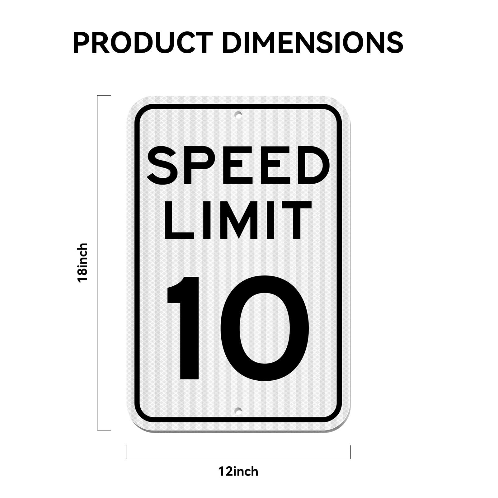 Speed ​​Limit Sign 10 MPH, Slow Down Traffic Sign, 12″ x 18″, Reflective 40Mi…