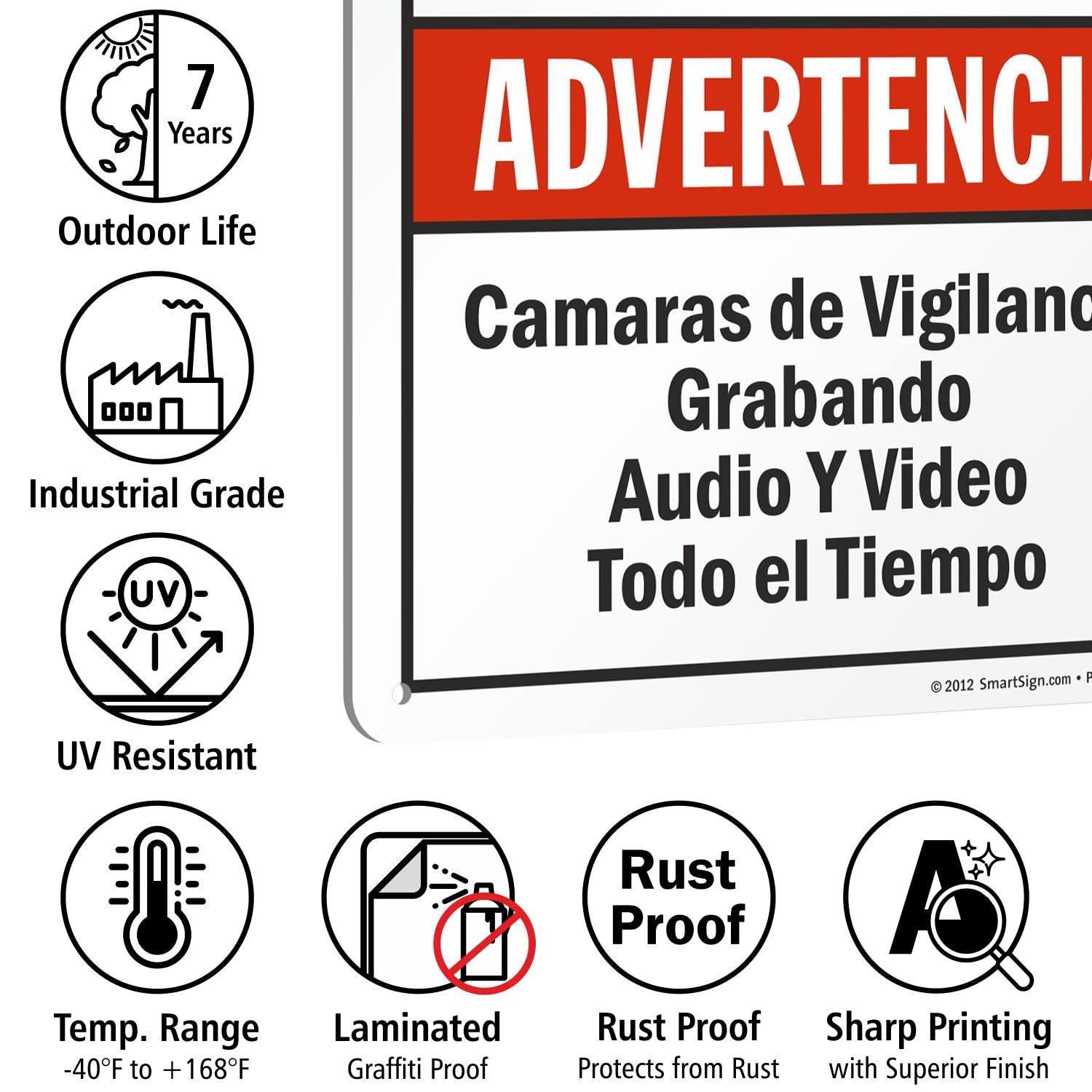 14 x 10 inch “Warning – Audio & Video Surveillance On Duty At All Times” Bili…