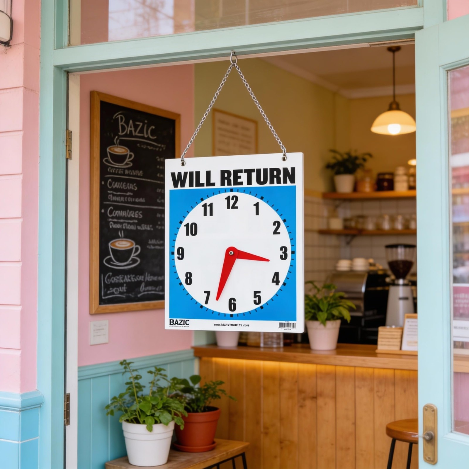 BAZIC Products 7.5in x 9in in Will RETURNin Clock 1-Pack, Return/Open