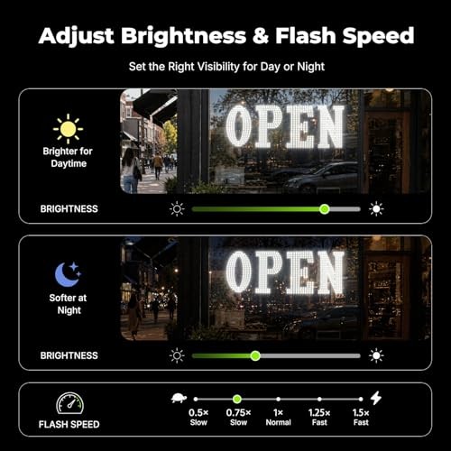 40″ x 14″ Large LED Open Sign with Remote Control High Bright Visibility