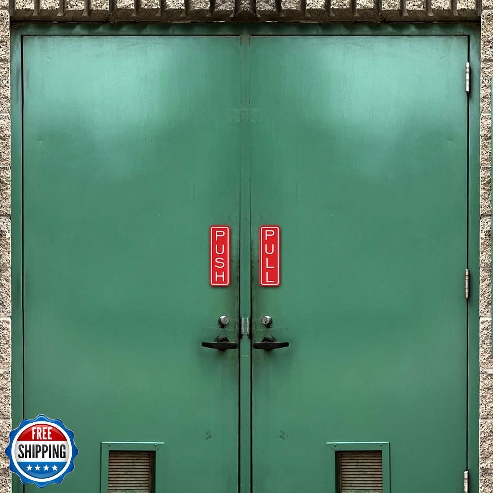 All Quality Classic Vertical Push Pull Door Signs – Great for Glass Doors | P