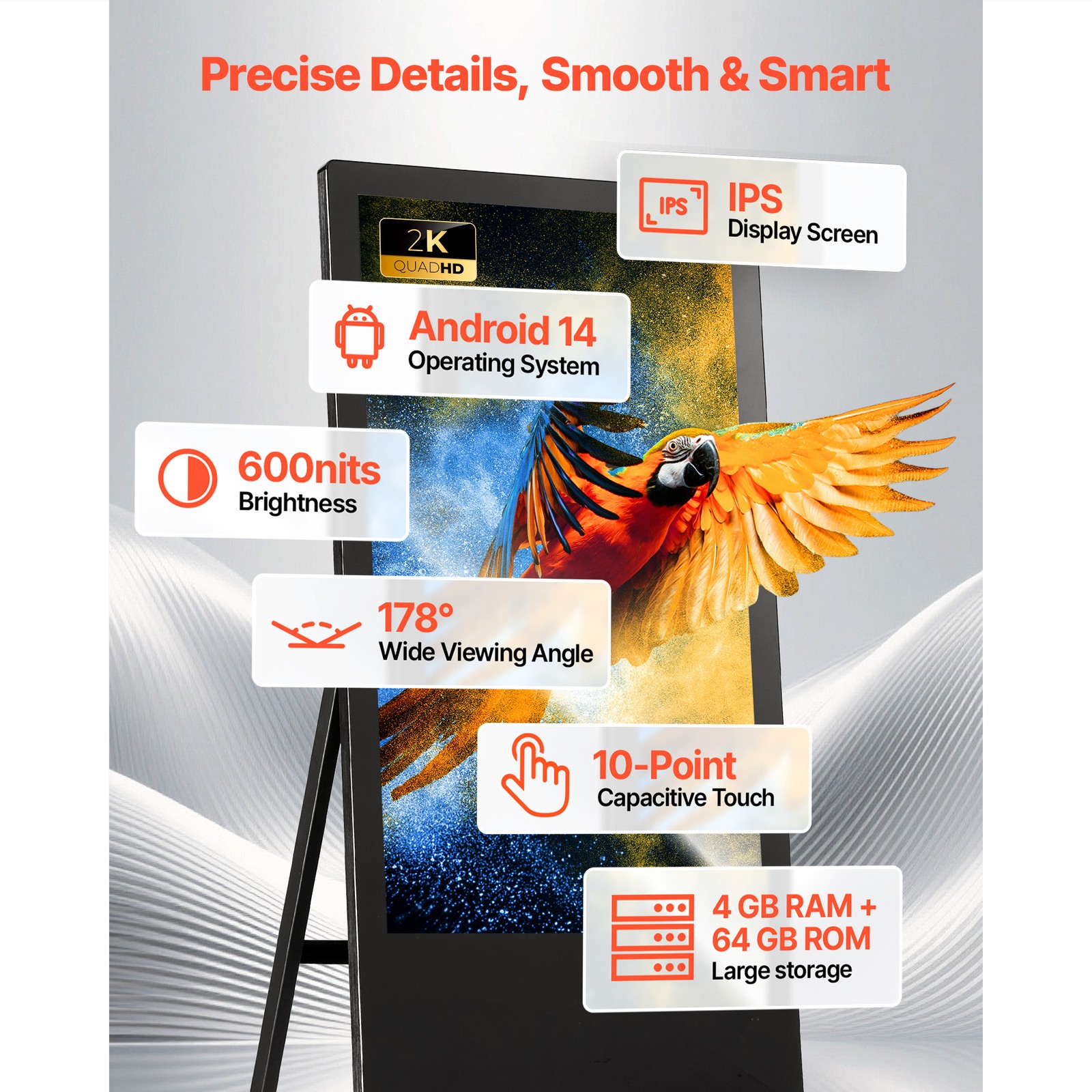 Uimoso 32in Indoor Digital Signage Floor Stand Advertising Display LCD Screen