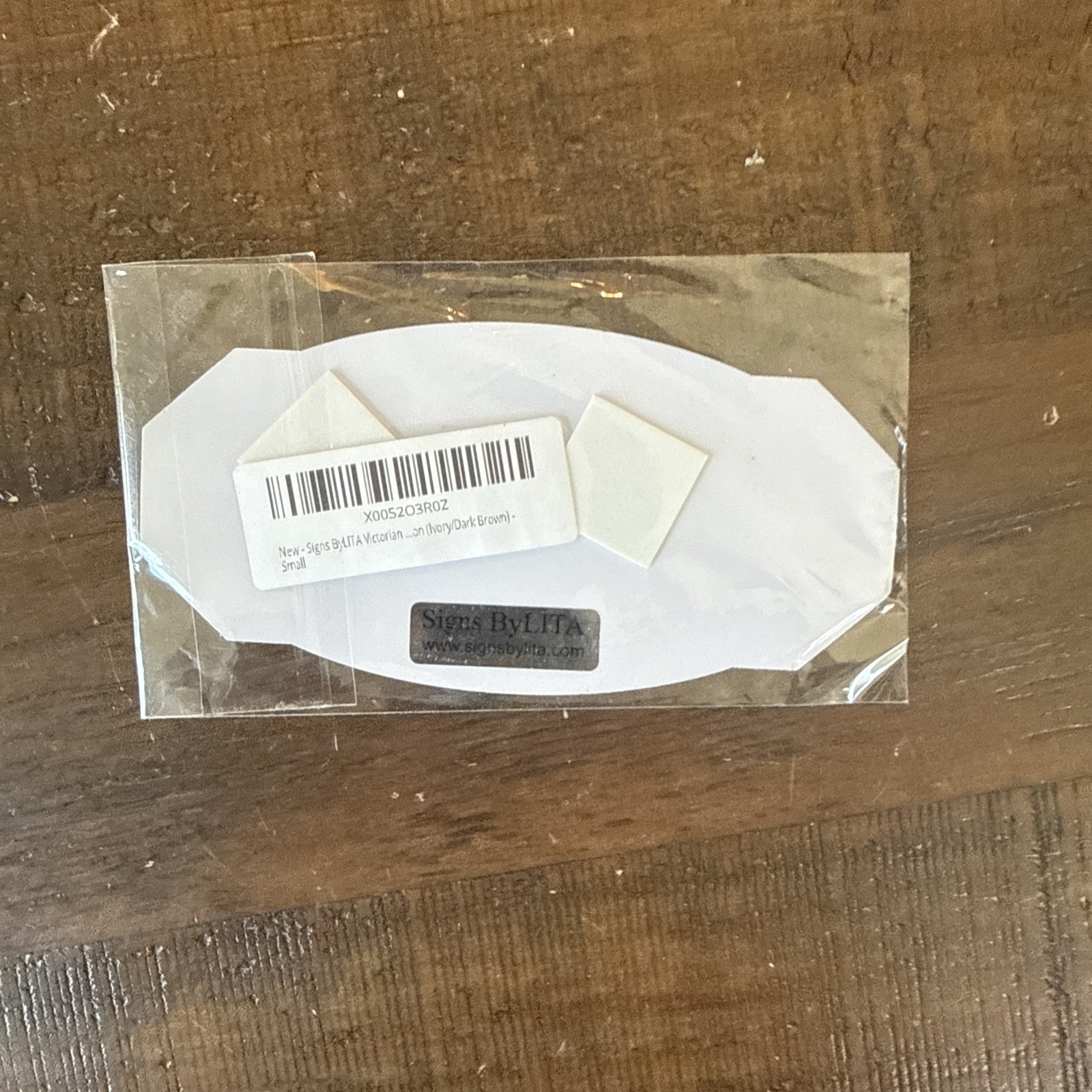 Victorian Packages and Mail here Durable Plastic Ivory Dark Brown 3″ X 6″