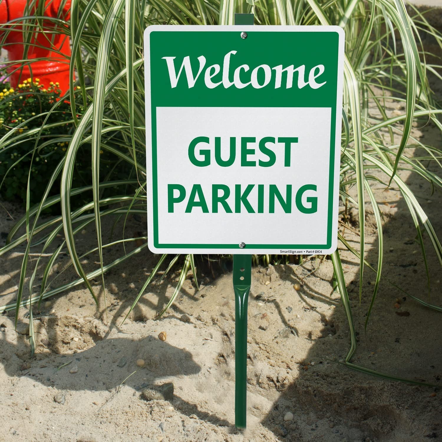 SmartSign 12 x 10 inch â€œWelcome – Guest Parkingâ€? Yard Sign with 3 foot Stake
