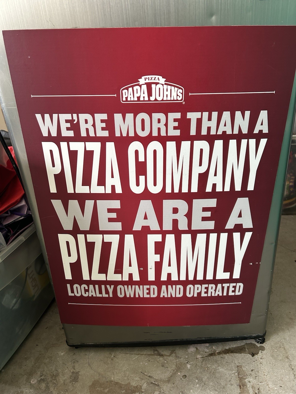 Papa Johns Red White Exterior Frame Sign Floor Standing Retail magnetic