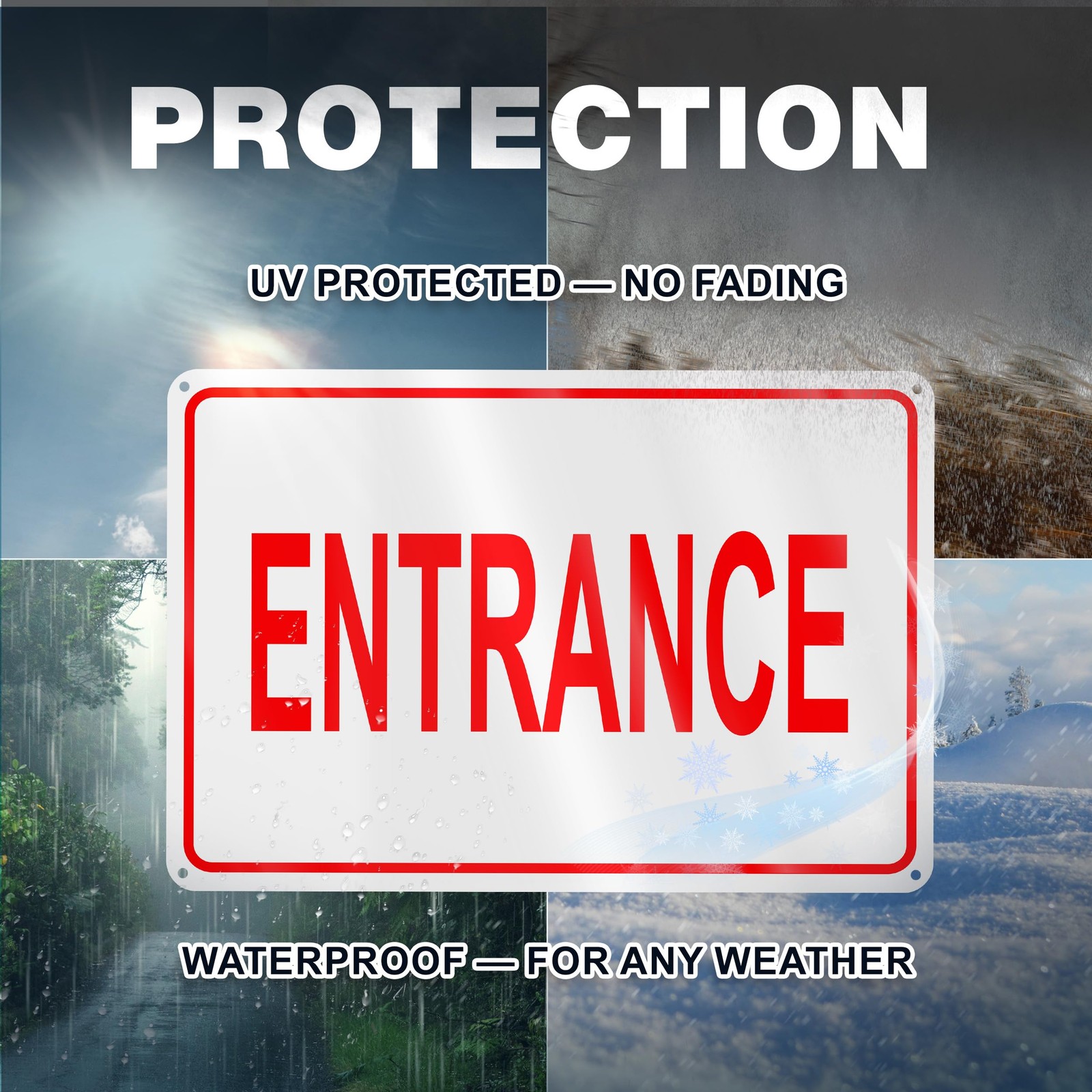 Reflective Entrance Sign, 8×12 RustFree Aluminum Enter Here Sign for Door or …