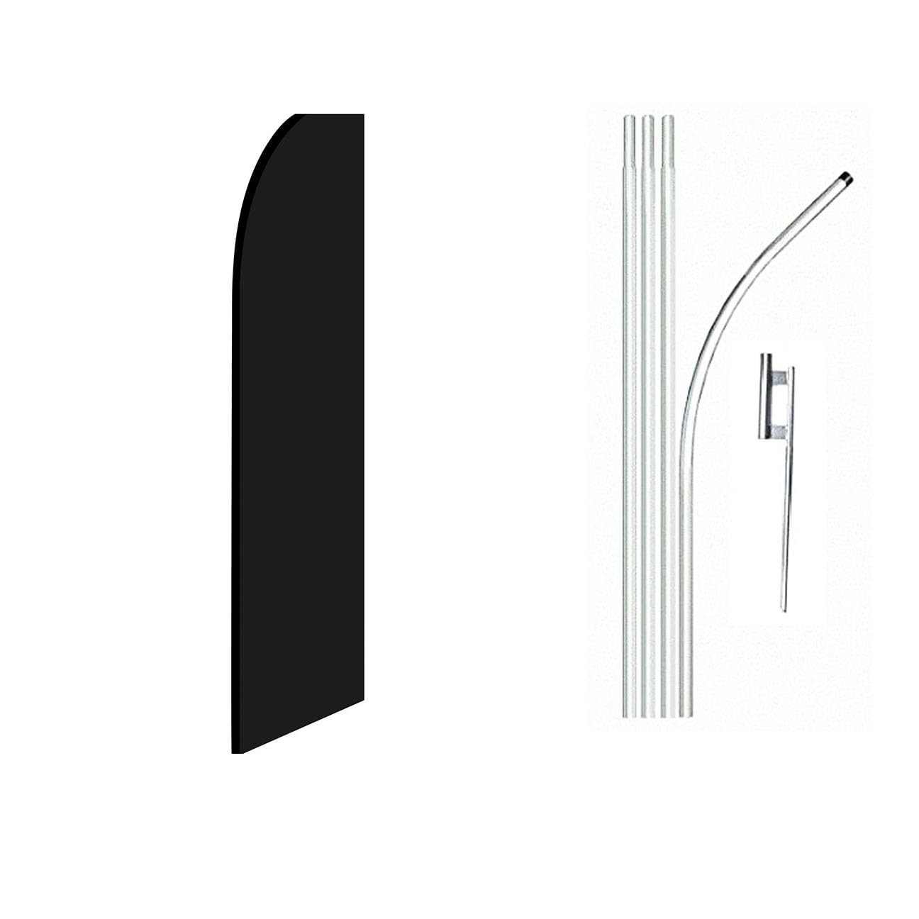Solid Black Swooper Flutter Feather Flag | 3ft W x 11.5ft Tall