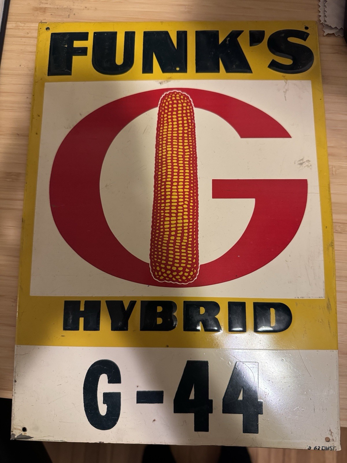 Funk’s G Hybrid G-44 Metal Sign Yellow Black White Red