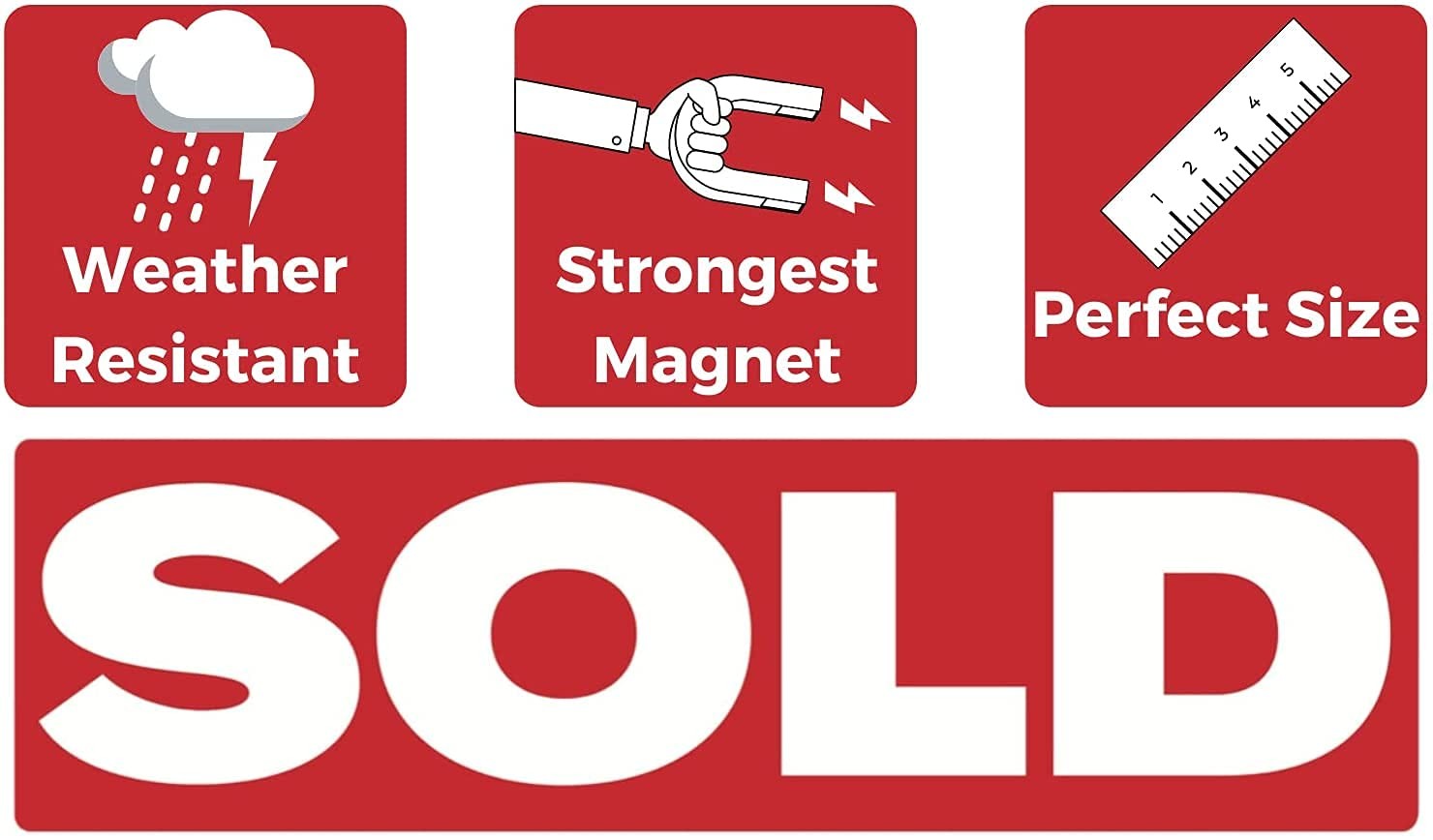 Sold Sign for Estate Rider,Reusable Magnetic and Adhesive Sticker Option,Sign fo