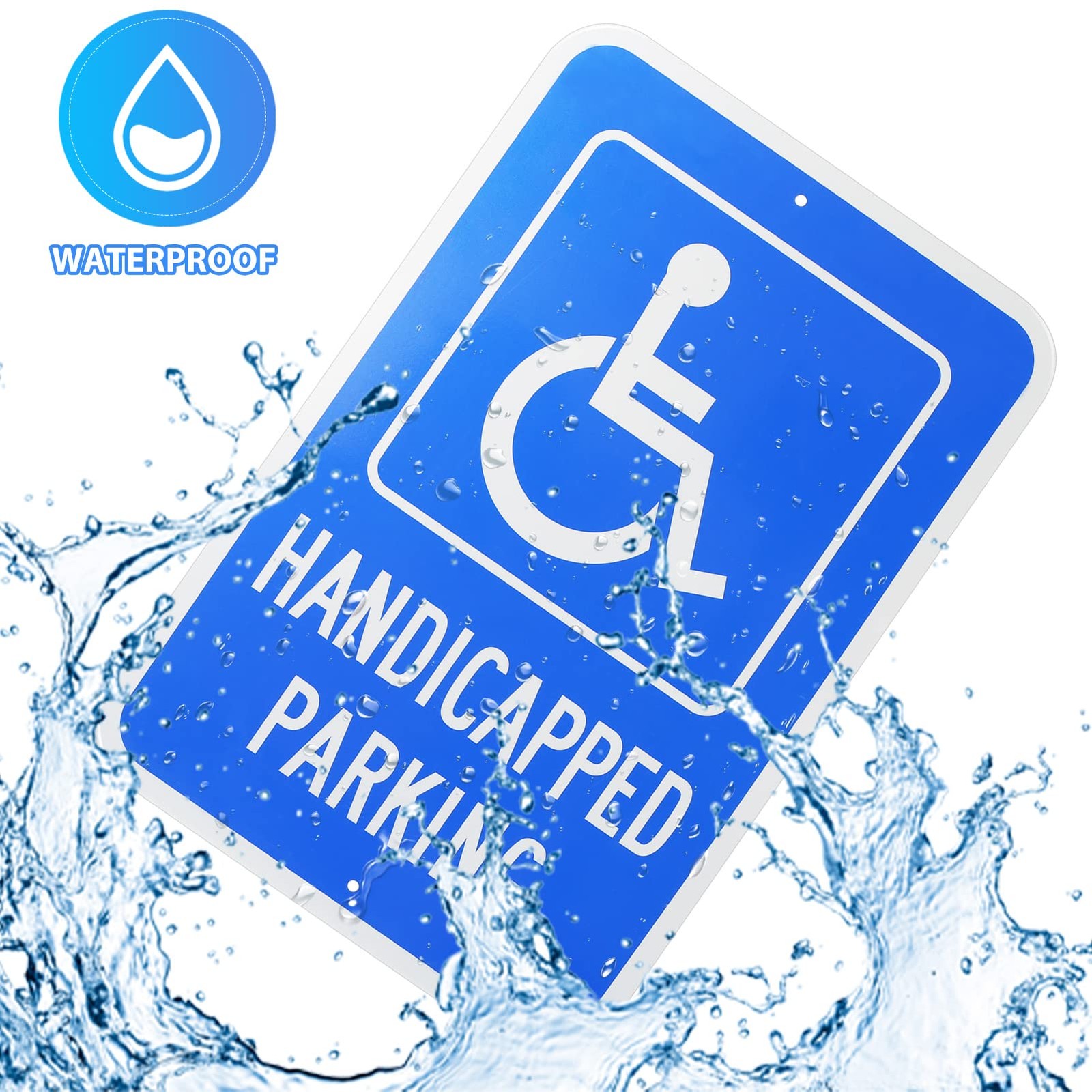 2 PCS 18×12 Inch Large Handicap Parking Sign Wheelchair Reflective Aluminum