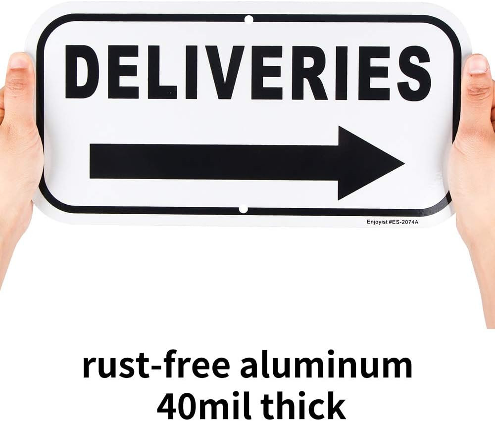 2-Pack Deliveries with Right Arrow Sign 12″X 6″ .04″ Aluminum Reflective Sign Ru