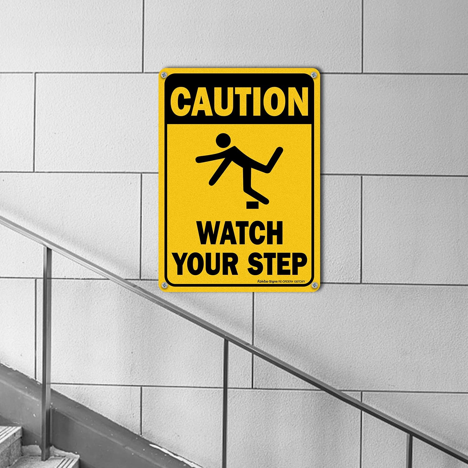 (4 Pack) Caution Watch Your Step Sign Safety Sign, 10 x 7 Inches rectangle, ….