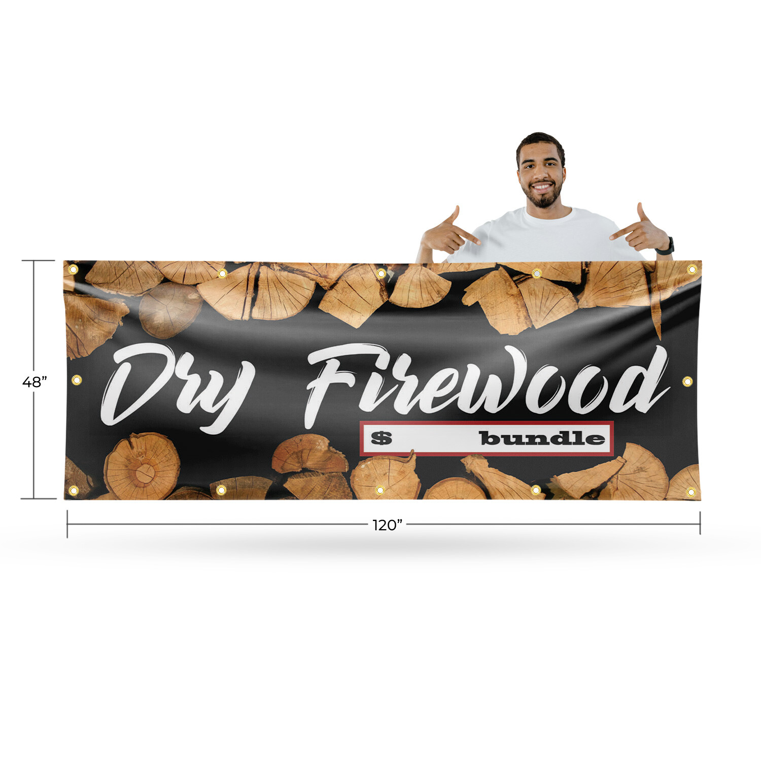 Dry Firewood Vinyl Banner Sign with Metal Grommets Heavy-Duty Single-Sided