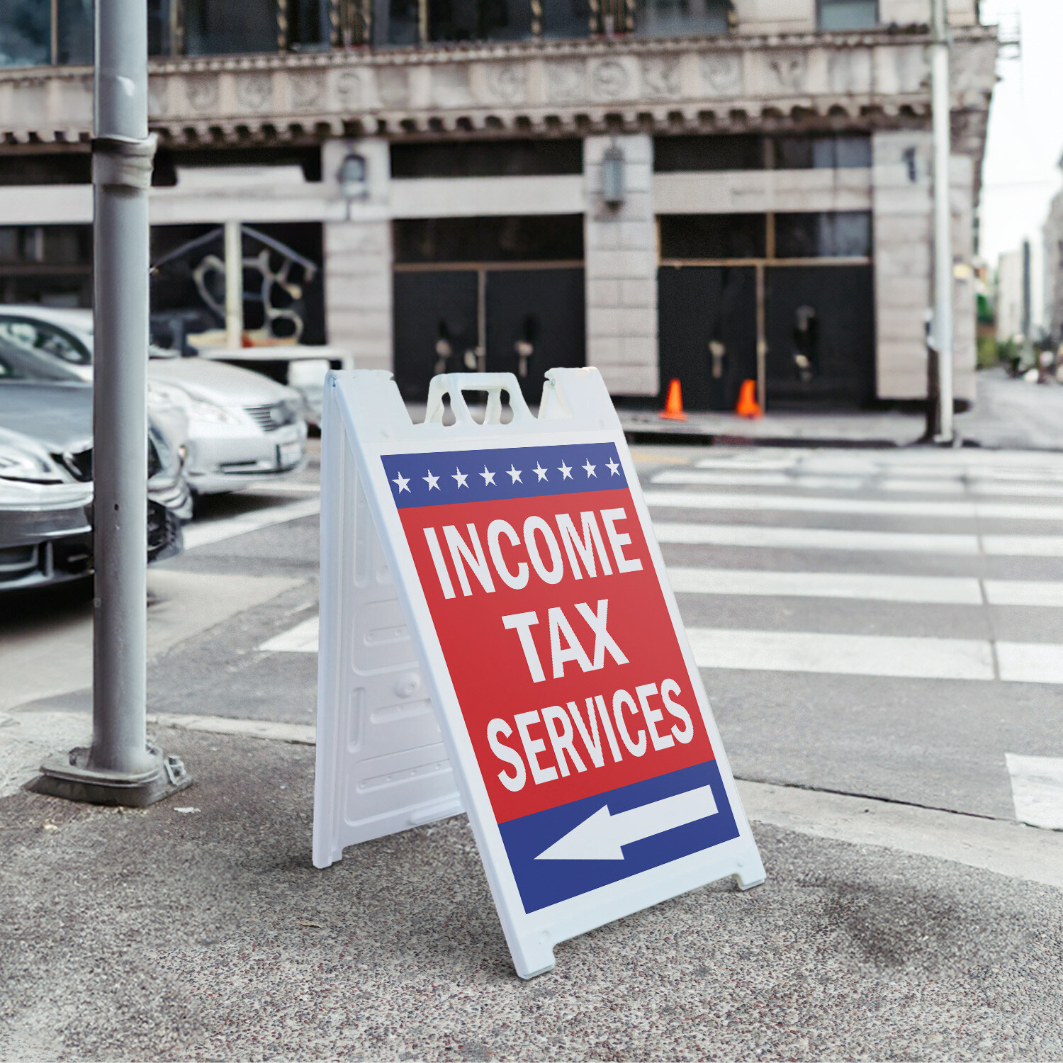 A-frame Sidewalk Income Tax Servies With Arrow 24″ x 36″ Double Sided A-Frame Si
