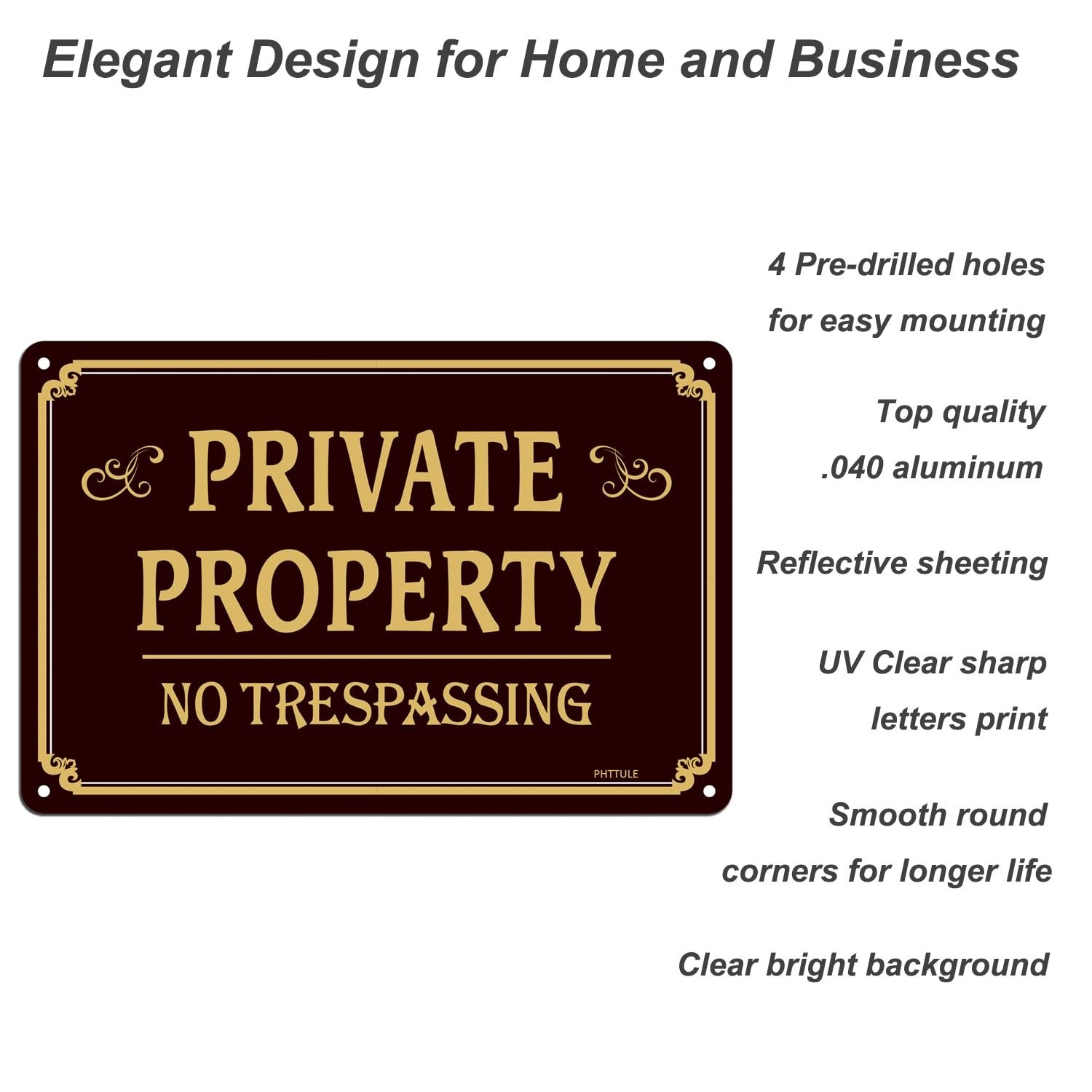 Large Private Property No Trespassing Sign 2 Pack, 12x 8 Inches Metal No Tres…