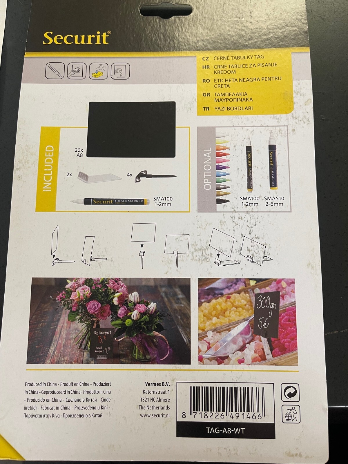 Black Acrylic Chalkboard Price Cards Signs, Marker, Easel & Pick Sign Holders