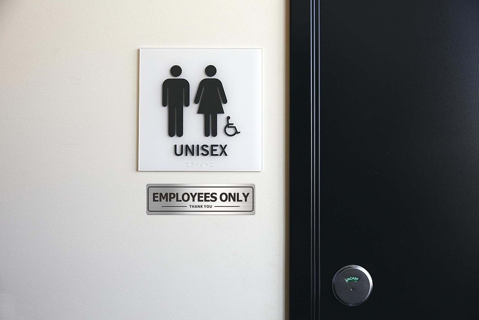 Employees Only Sign – 2 Pack Office Door Signs for Business Store Wall – Alum…
