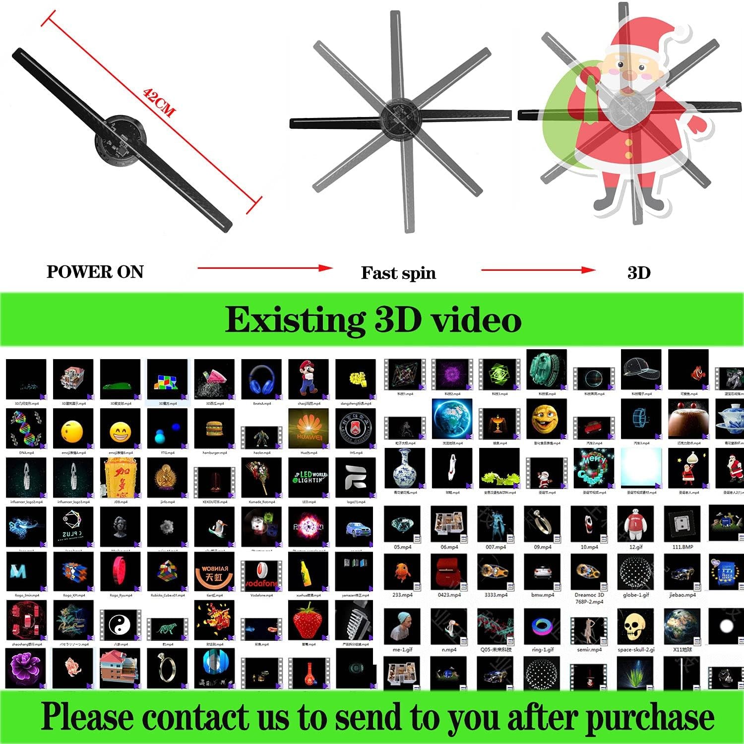 3D Holographic Fan Projector | 234 HD LED Display | Bluetooth Wifi Compatible