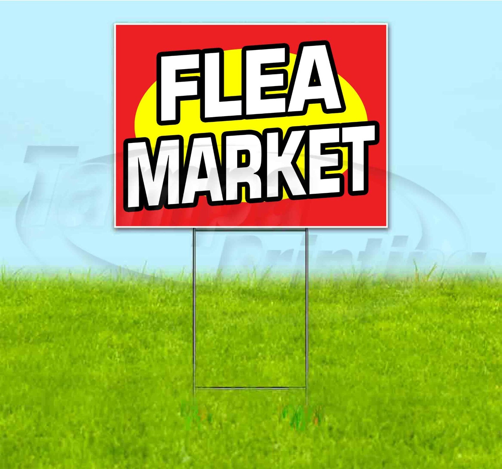 FLEA MARKET 18×24 Yard Sign WITH STAKE Corrugated Bandit USA BUSINESS SWAP MEET