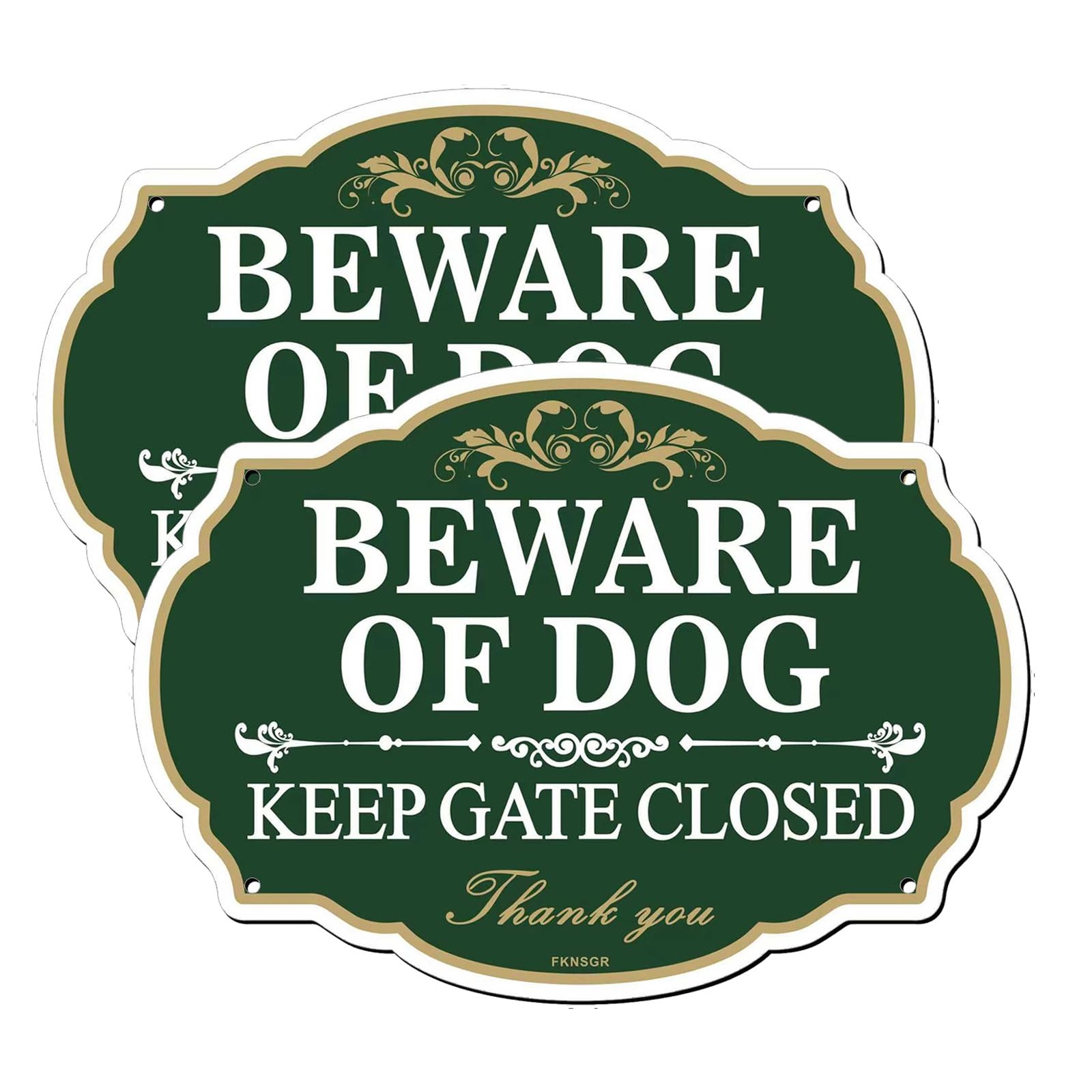 Beware Of Dog Keep Gate Closed Sign 2 Pack 10×7 Inch Aluminum Private Property