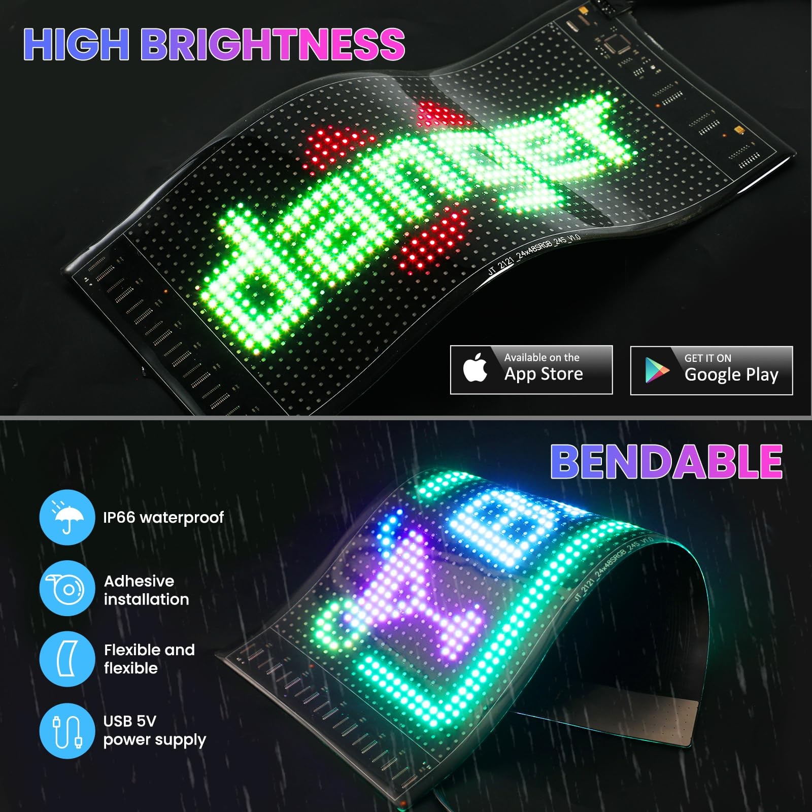 Programmable Led Sign, Double Line Digital Led Message Board, Smart Light Str…