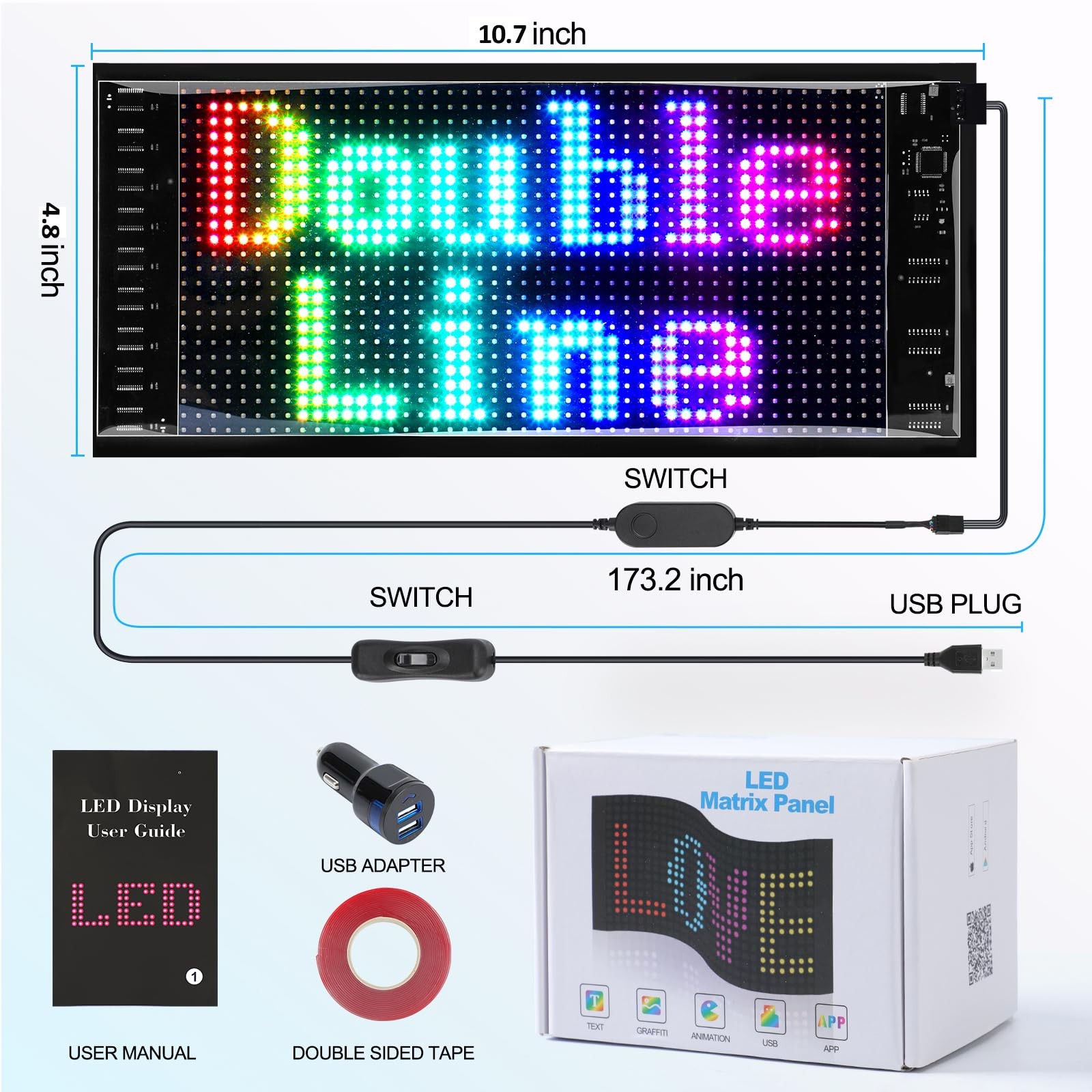 Programmable Led Sign, Double Line Digital Led Message Board, Smart Light Str…