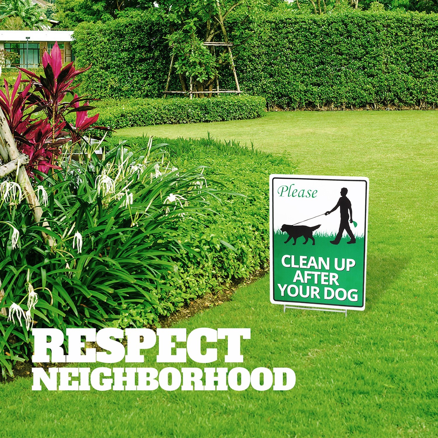 Clean Up After Your Dog Sign Metal Stake Clean Up After Pet Warning Lawn Signs