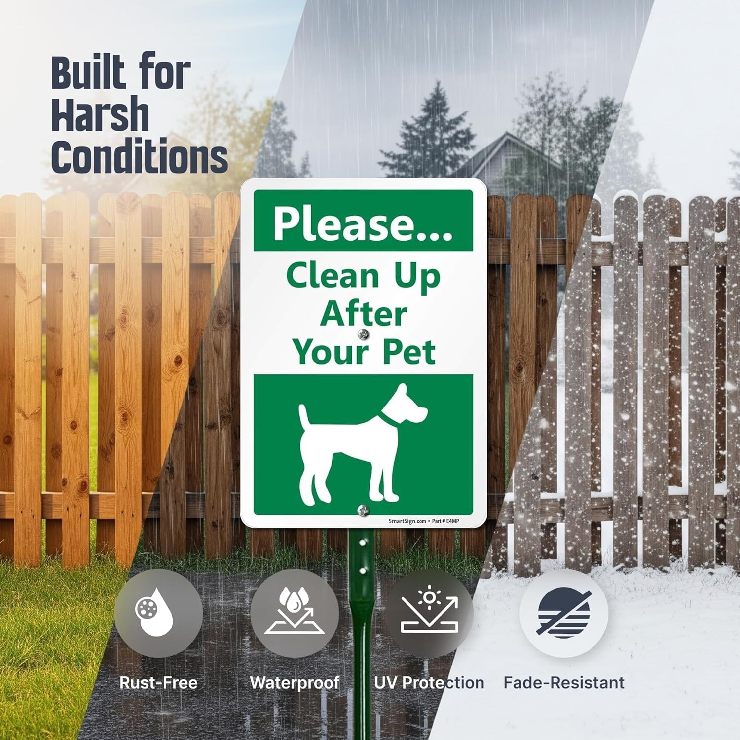 Weather-Proof 10 x 7 Inch Dog Poop Reminder Sign with 18-Inch Stake Included
