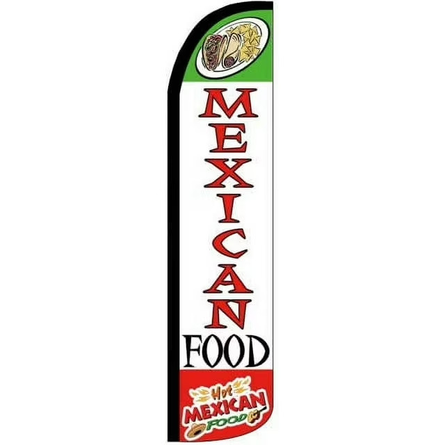 AK018 MEXICAN FOOD Windless Swooper Flag Feather Banner Sign 2.5×11.5 Ft (Flag