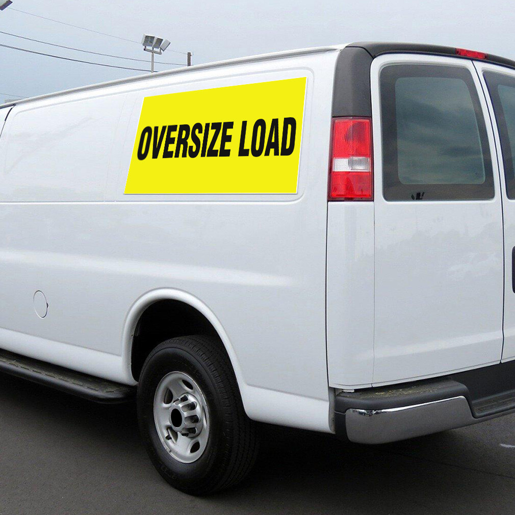Car Magnet Set of 2 Oversize Load Yellow Background Auto Car Repair Shop A
