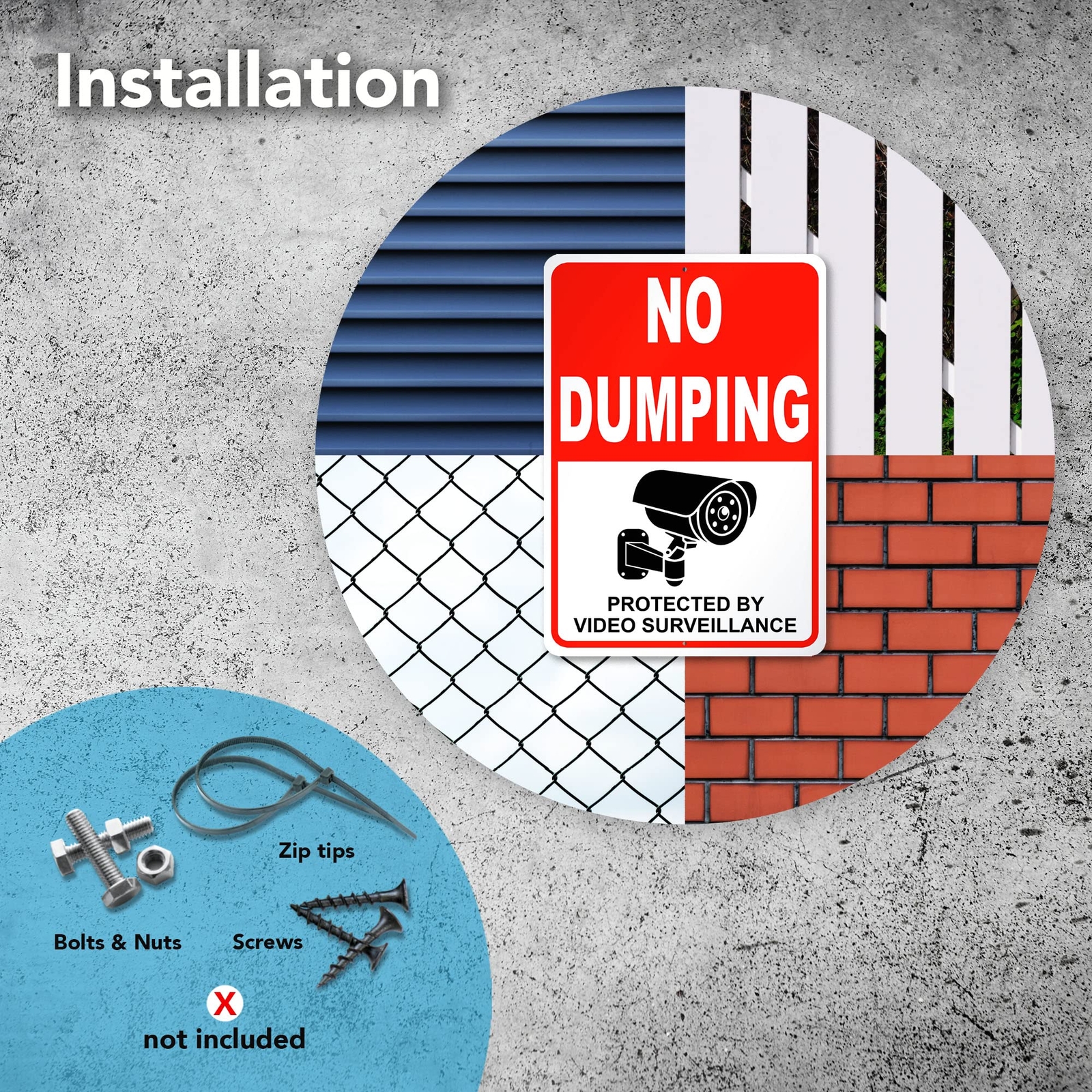 2 Pack No Dumping Aluminum Sign Rust-Free UV Protected and Weatherproof, 10×7 In