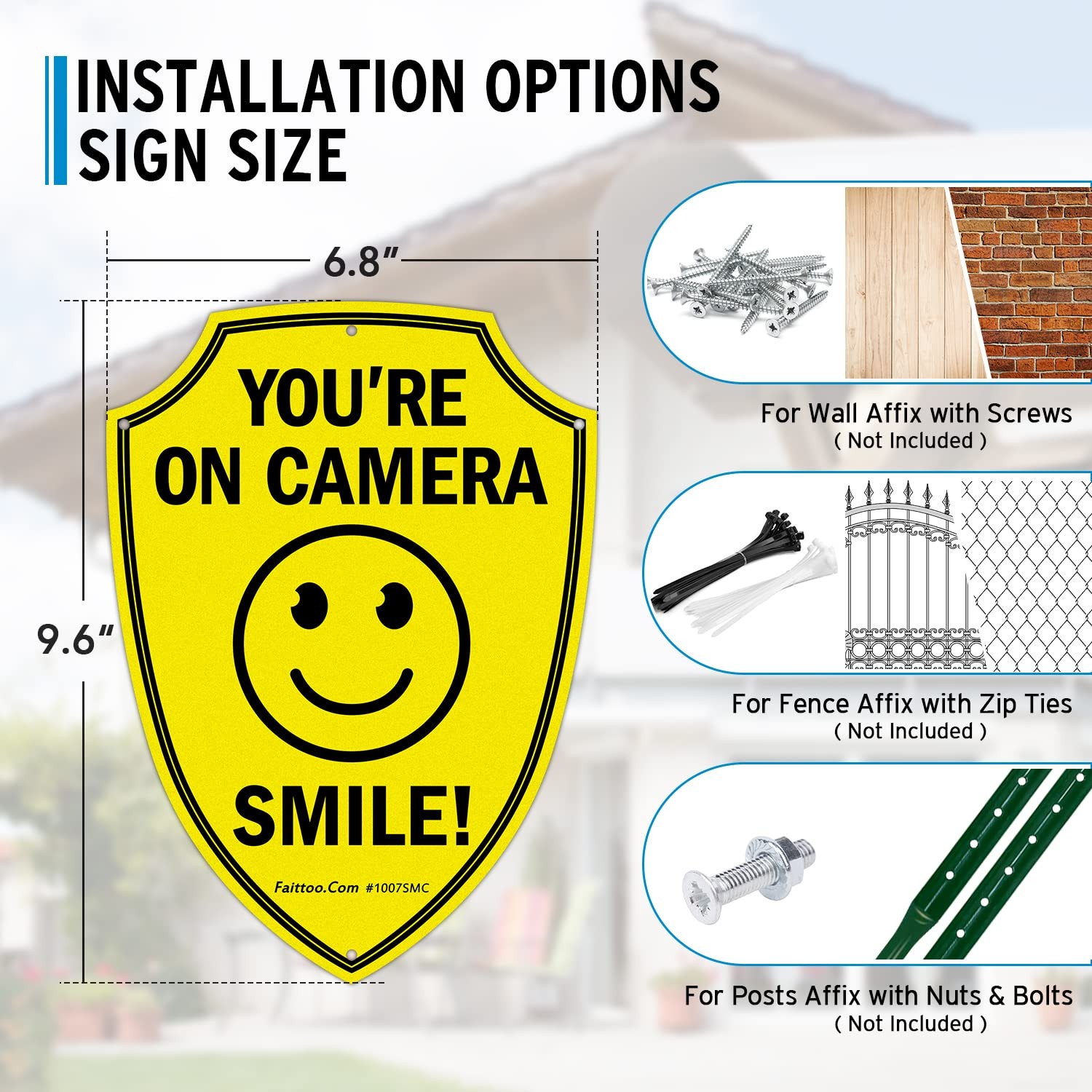 2 Pack Reflective Smile Youre On Camera Security Warning Signs