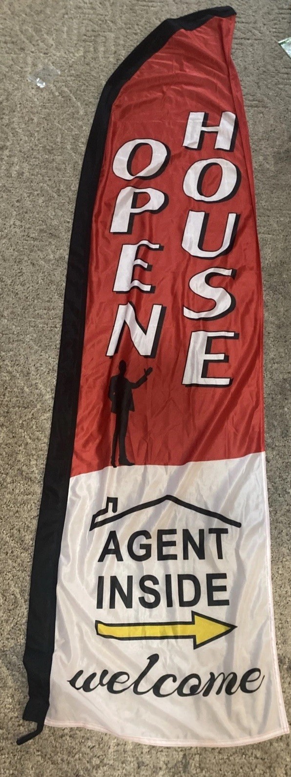 Open House Agent Inside Real Estate Feather Flag 6Ft Red Sign Replacement Only