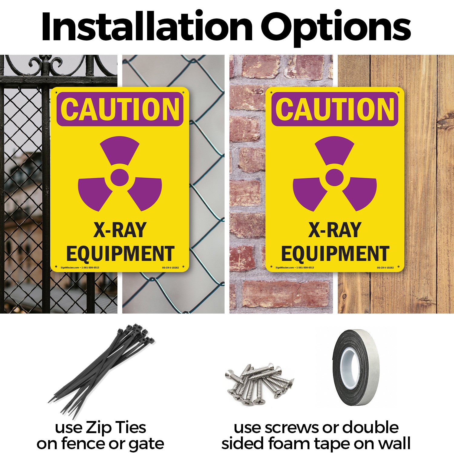 X-Ray Equipment With Symbol OSHA Caution Radiation Sign Or Decal – 5 or 10 Pack