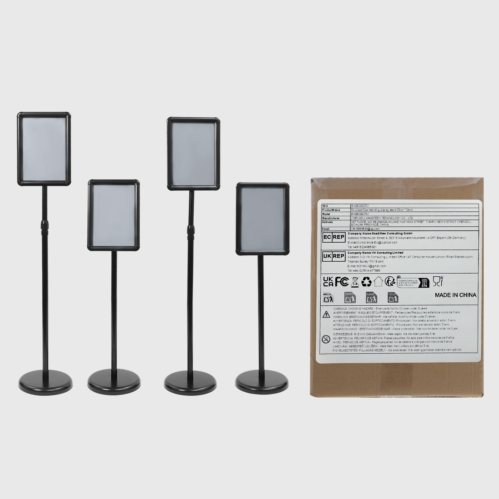 4 Packs Sign Stands Adjustable Floor Standing Sign Holder Pedestal Poster Stand