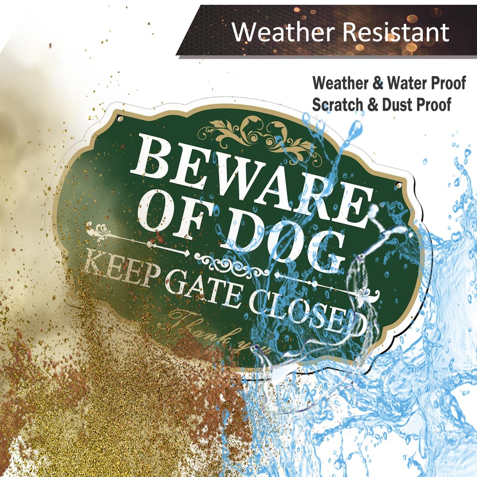 Beware Of Dog Keep Gate Closed Sign 2 Pack 10×7 Inch Aluminum Private Property