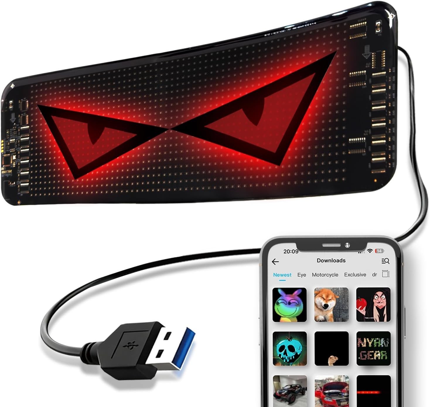 Durable Bluetooth LED Sign for Cars – 196″ Cable & USB Powered Brightness