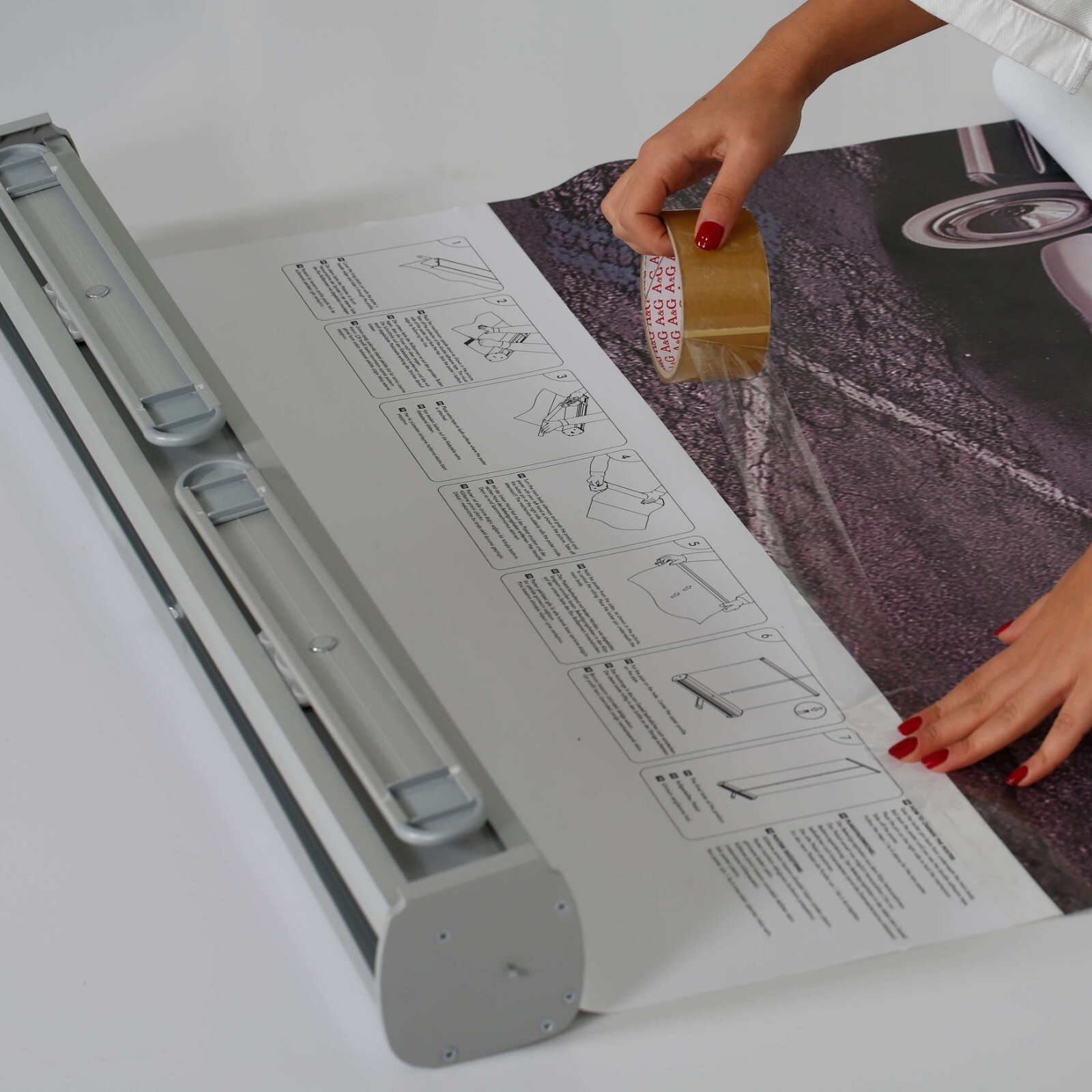 Retractable Banner Stand- Floor Standing Eco Roll Banner Holder Silver Aluminum