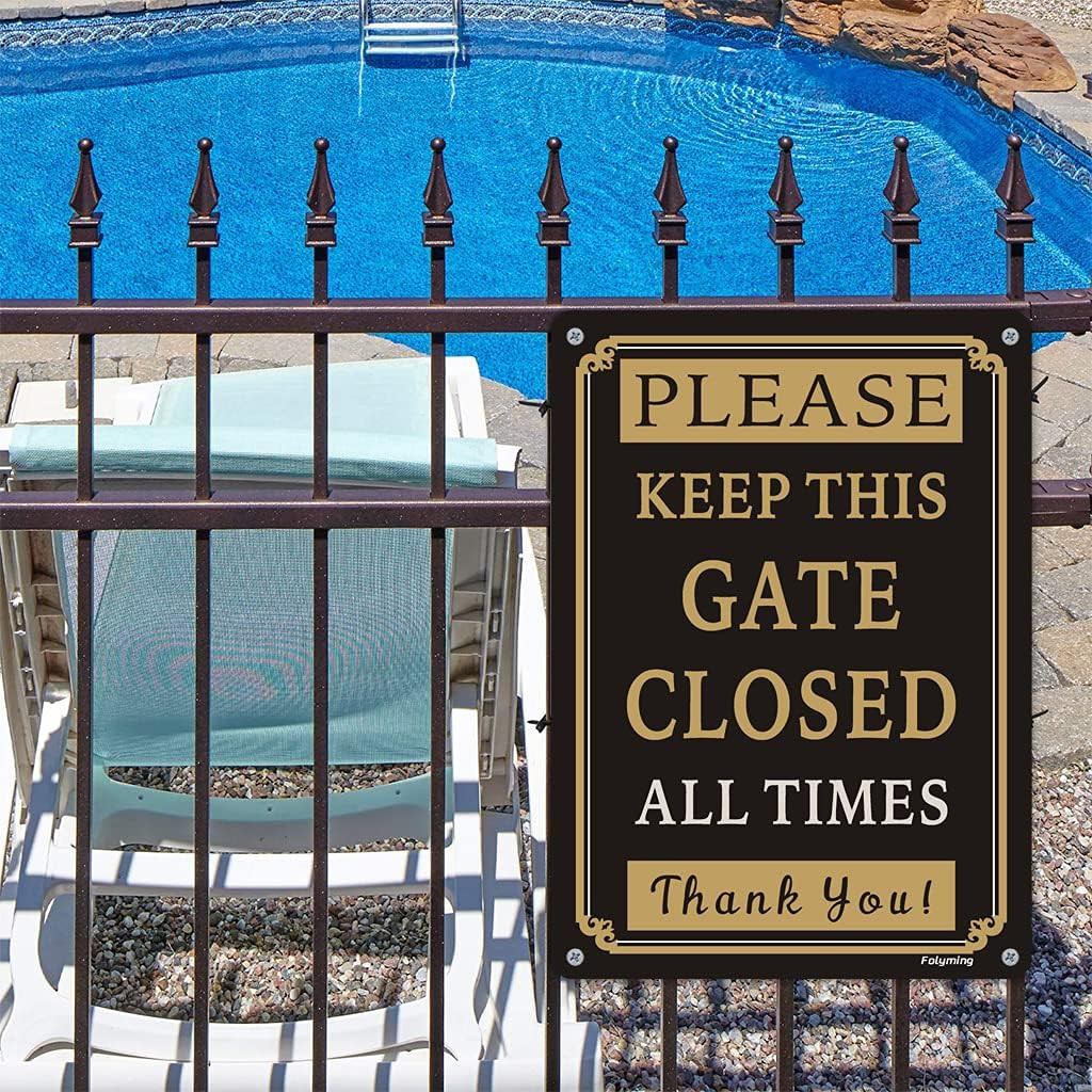 2 Pack Please Keep Gate Closed at All Times Signs 10 X 7 Inches Metal Reflective