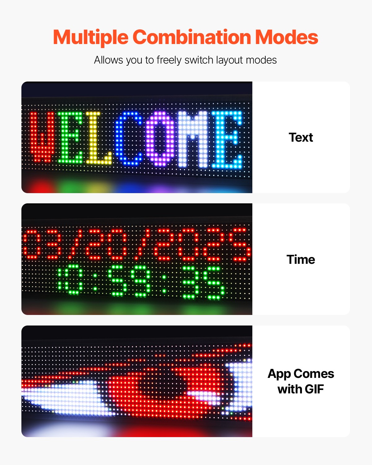 VEVOR 40×8 in Programmable LED Sign Digital Scrolling Display Board P10