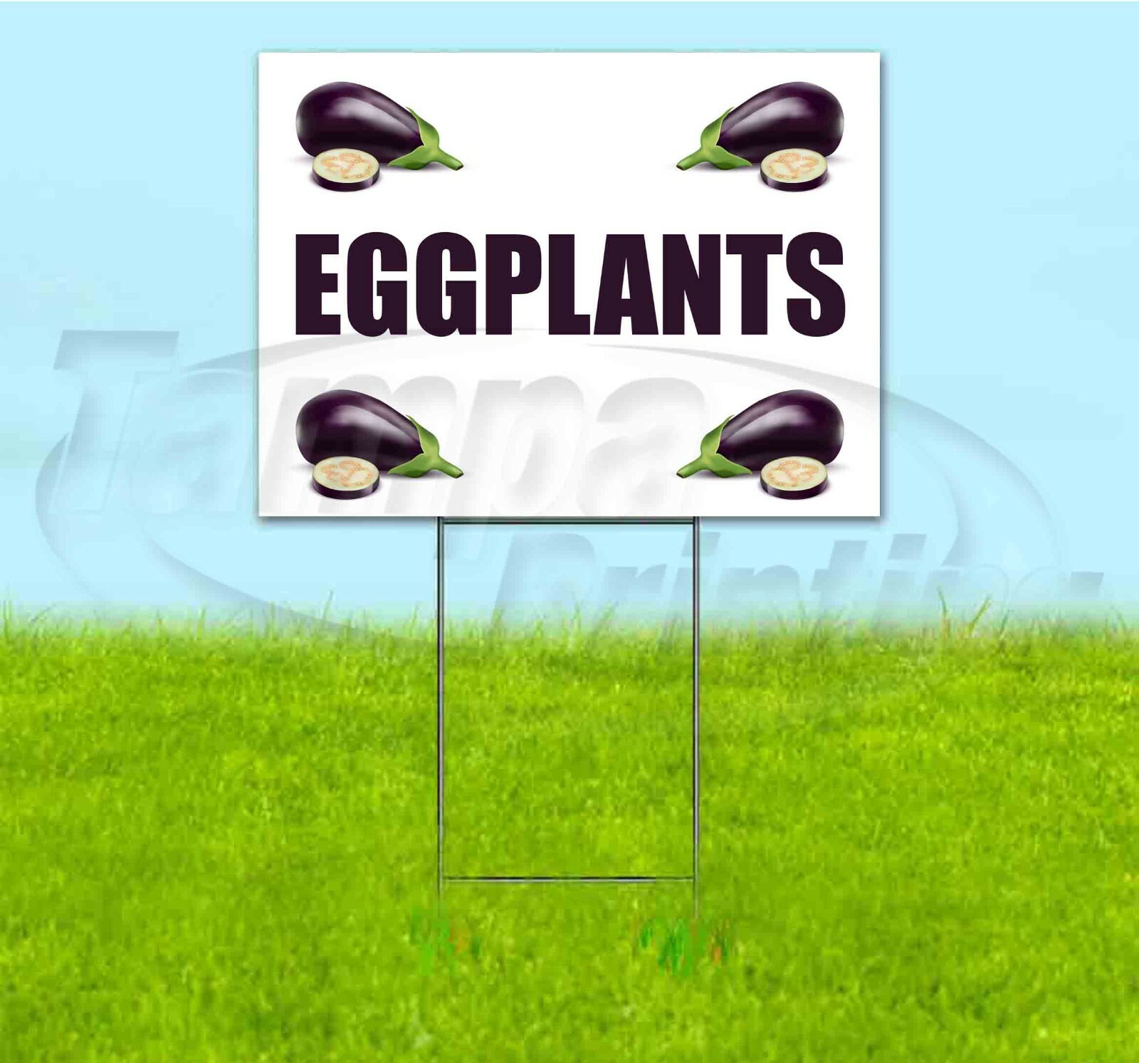 EGGPLANTS 18×24 Yard Sign WITH STAKE Corrugated Bandit USA BUSINESS PRODUCE