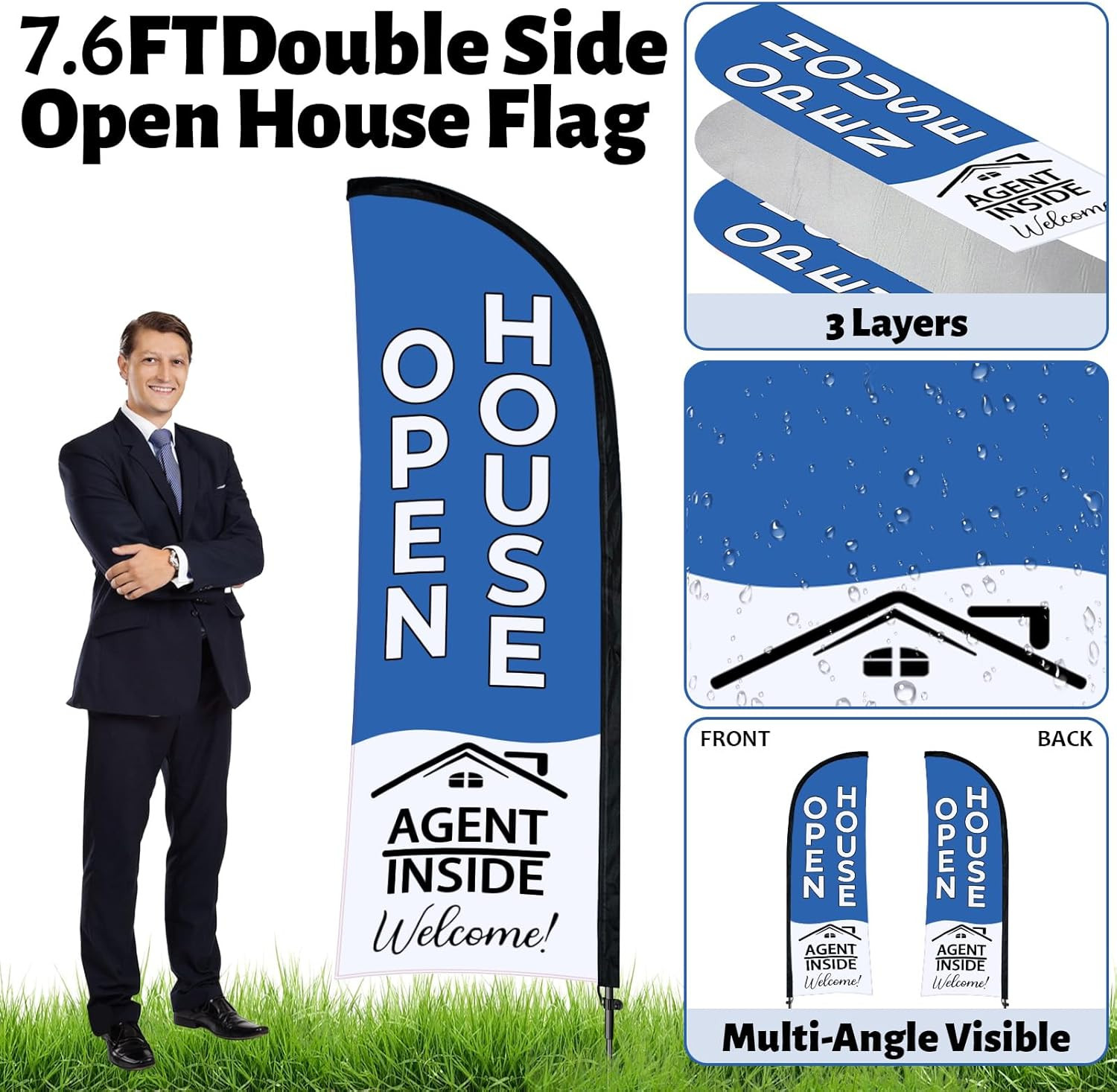 44 Pcs Open House Signs for Real Estate Agent Supplies, Double Sided Open House