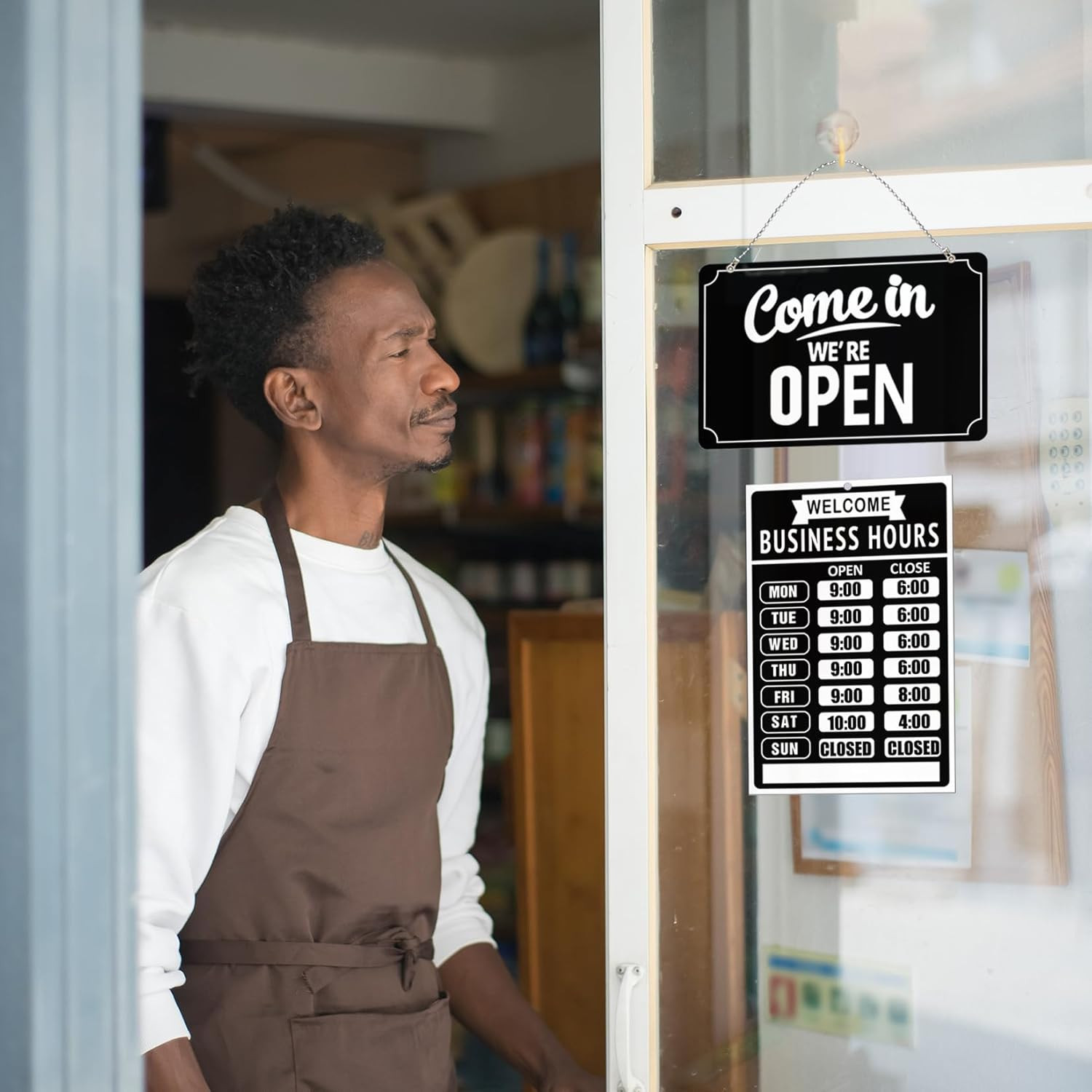 Open Closed Signs Business Hours Sign Set for Window Door Open Signs for Busines