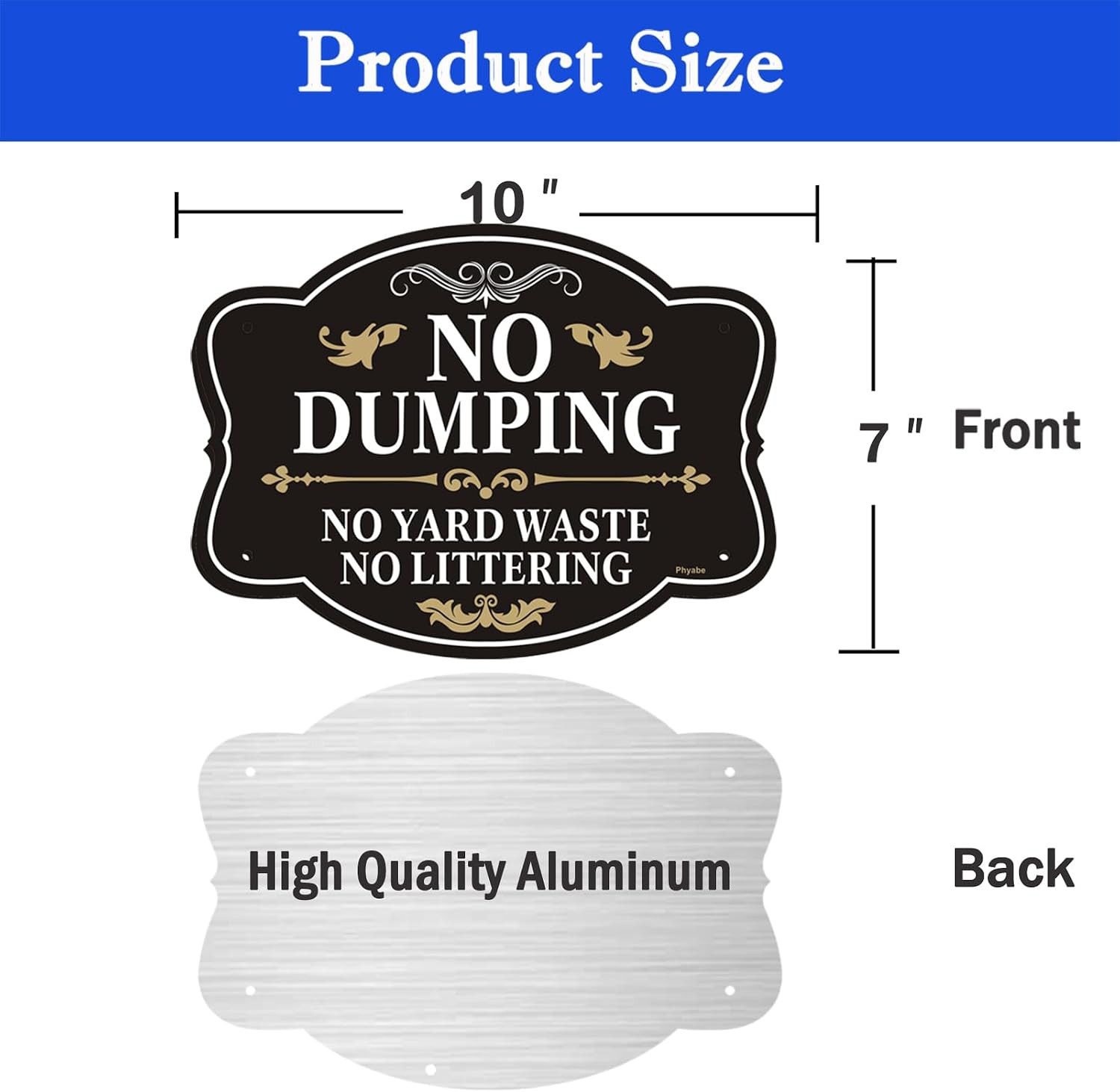 2 Pack No Dumping Sign, No Yard Waste, No Littering, 10 X 7 Inch Rust Free Alumi