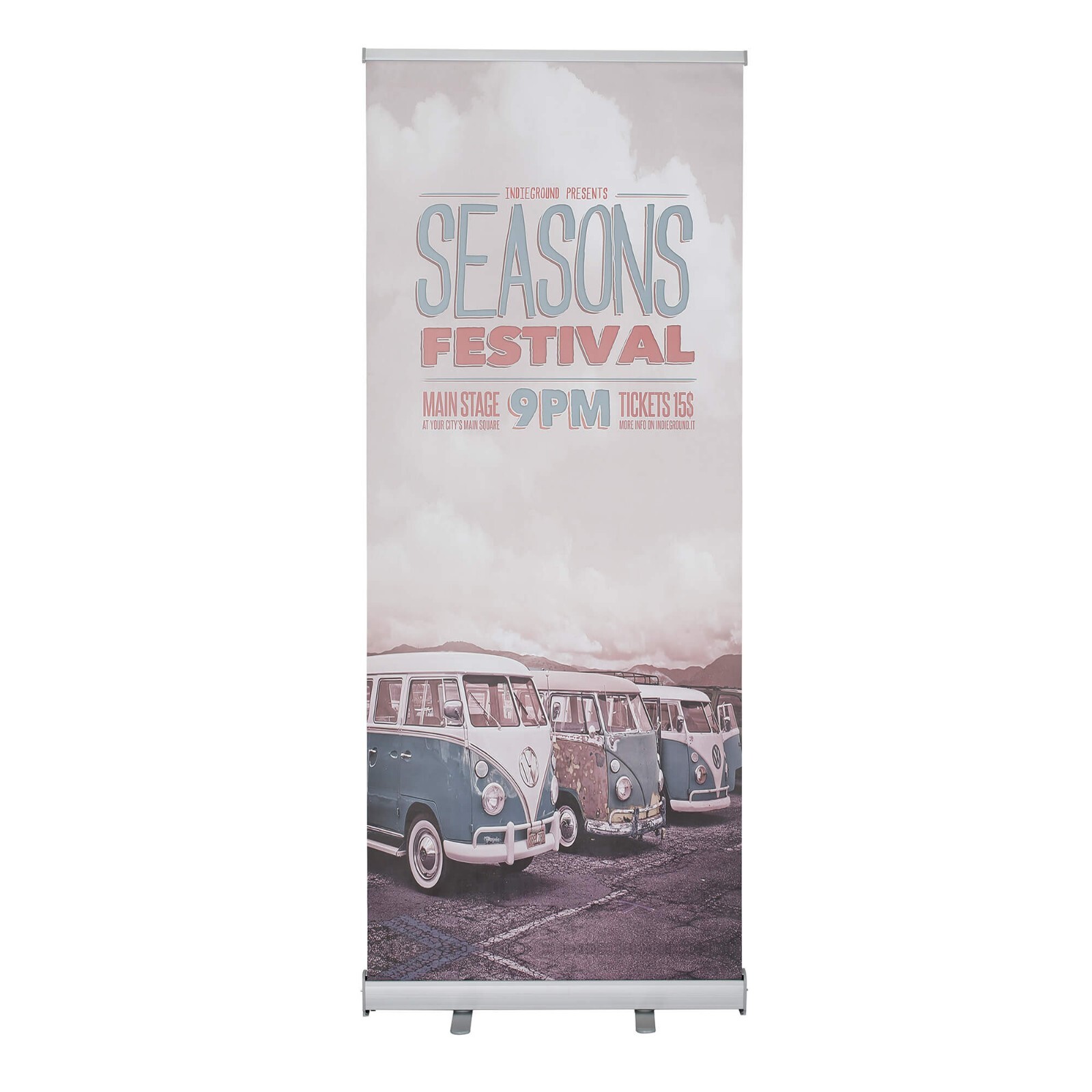 Retractable Banner Stand- Floor Standing Eco Roll Banner Holder Silver Aluminum