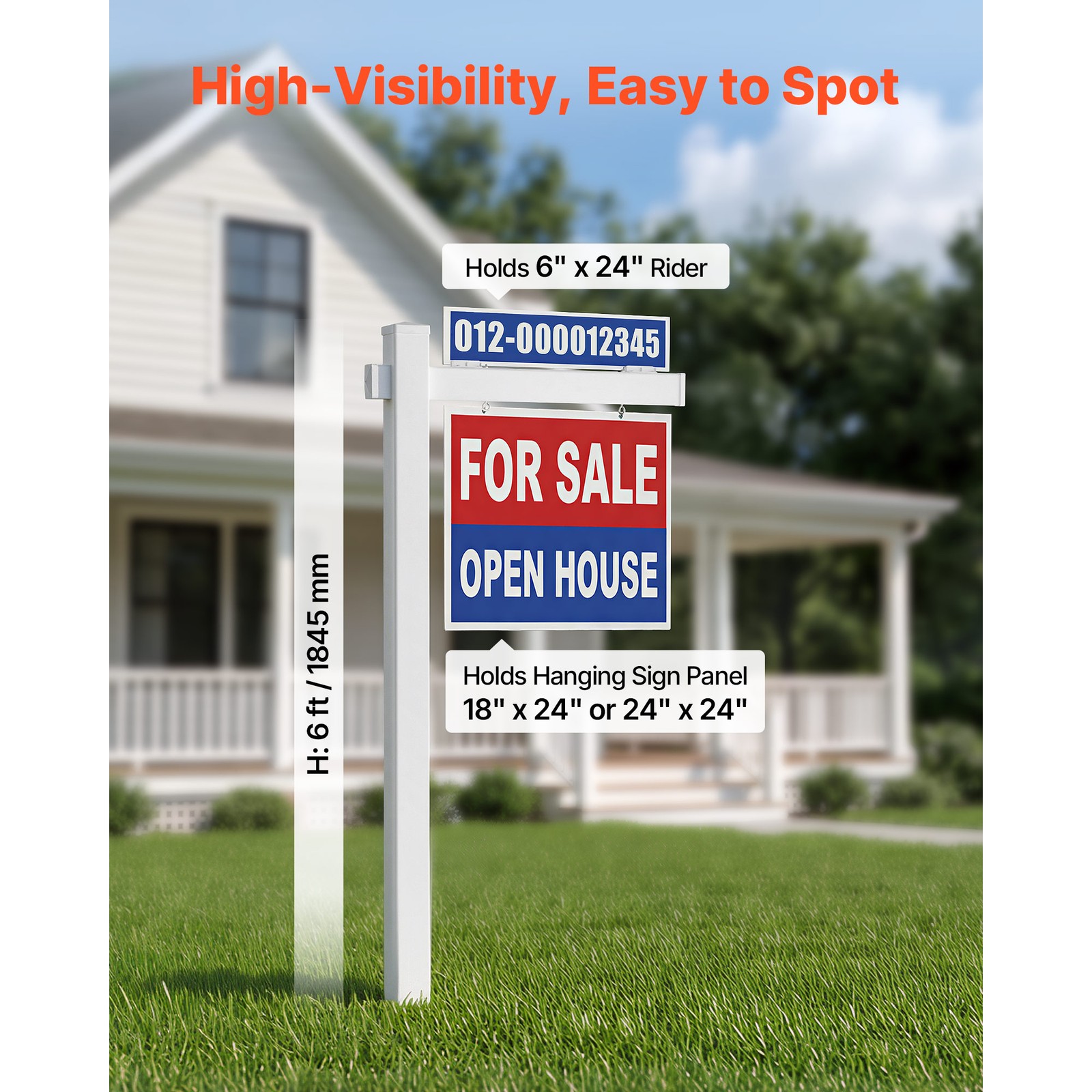 Uimoso PVC Real Estate Sign Post 6 ft Yard Holder for Open House Display